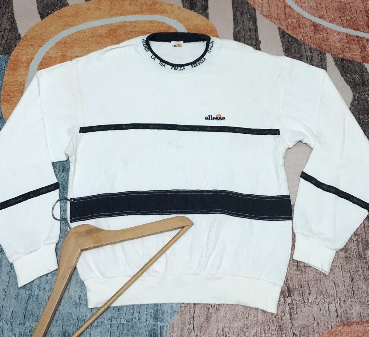 Ellesse × Japanese Brand × Vintage VINTAGE ELLESSE STRIPES MONOGRAM SWEATSHIRT Size US M / EU 48-50 / 2 - 1 Thumbnail