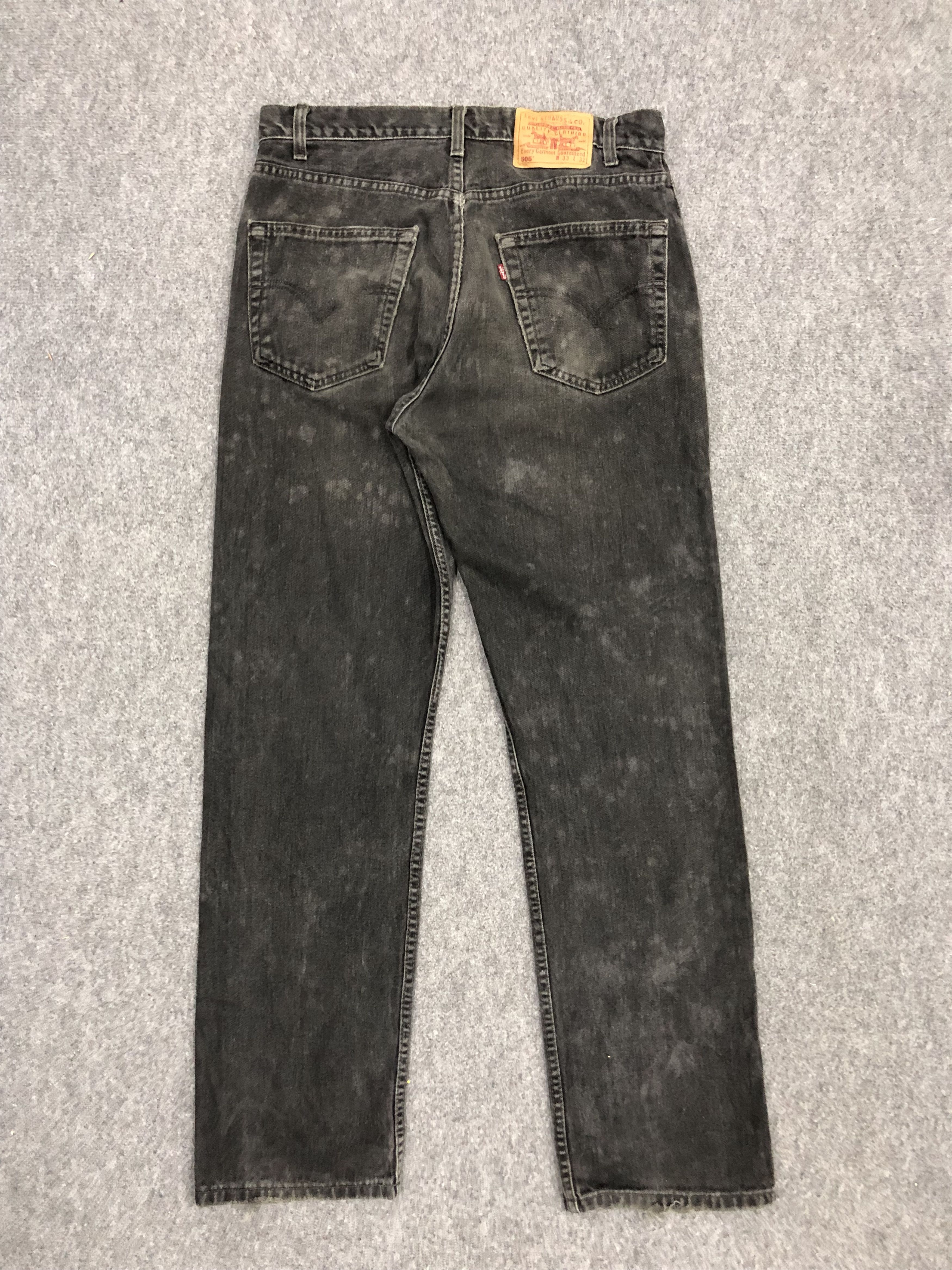 Levi's Vintage 90s Levis 505 Acid Wash Snow Wash Black Denim DP1232 Size US 34 / EU 50 - 3 Thumbnail
