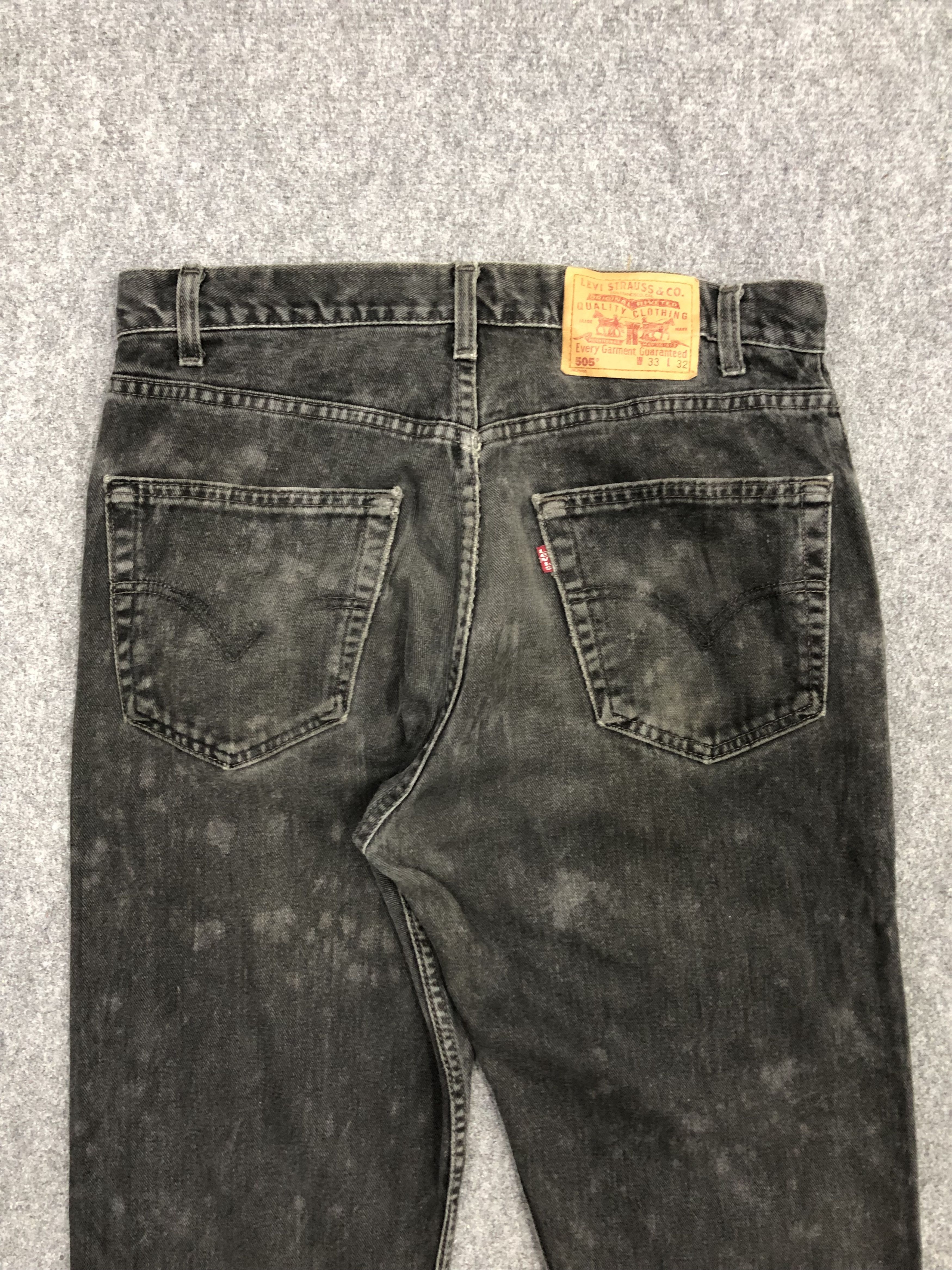 Levi's Vintage 90s Levis 505 Acid Wash Snow Wash Black Denim DP1232 Size US 34 / EU 50 - 4 Thumbnail