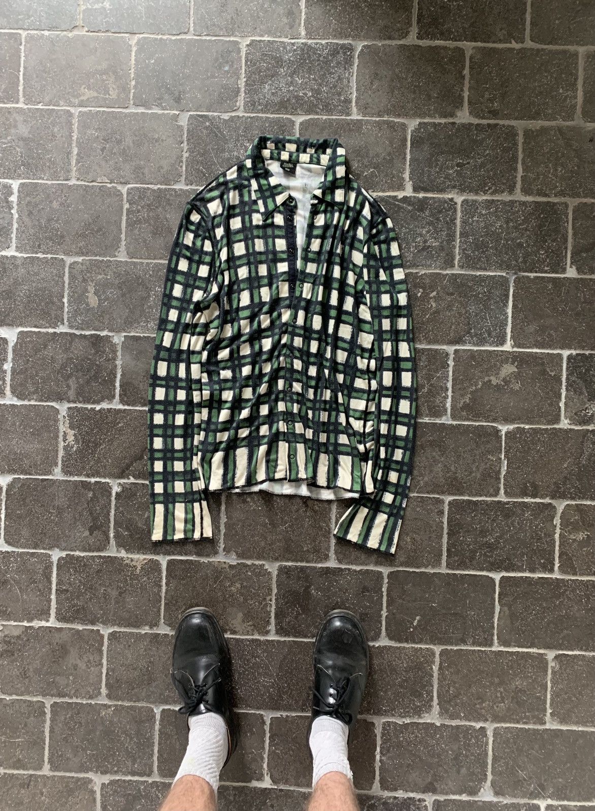 Jean Paul Gaultier × Vintage Vintage Jean Paul Gaultier Printed Plaid Shirt Homme Japan Size US S / EU 44-46 / 1 - 2 Thumbnail