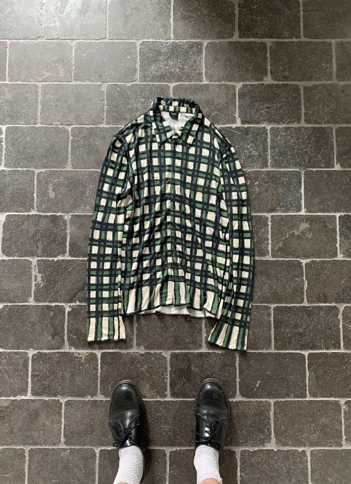 Jean Paul Gaultier × Vintage Vintage Jean Paul Gaultier Printed Plaid Shirt Homme Japan Size US S / EU 44-46 / 1 - 11 Thumbnail