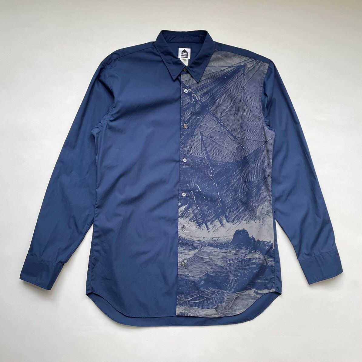 Pre-owned Comme Des Garcons X Dover Street Market Ship Print Longsleeve Shirt In Blue/grey
