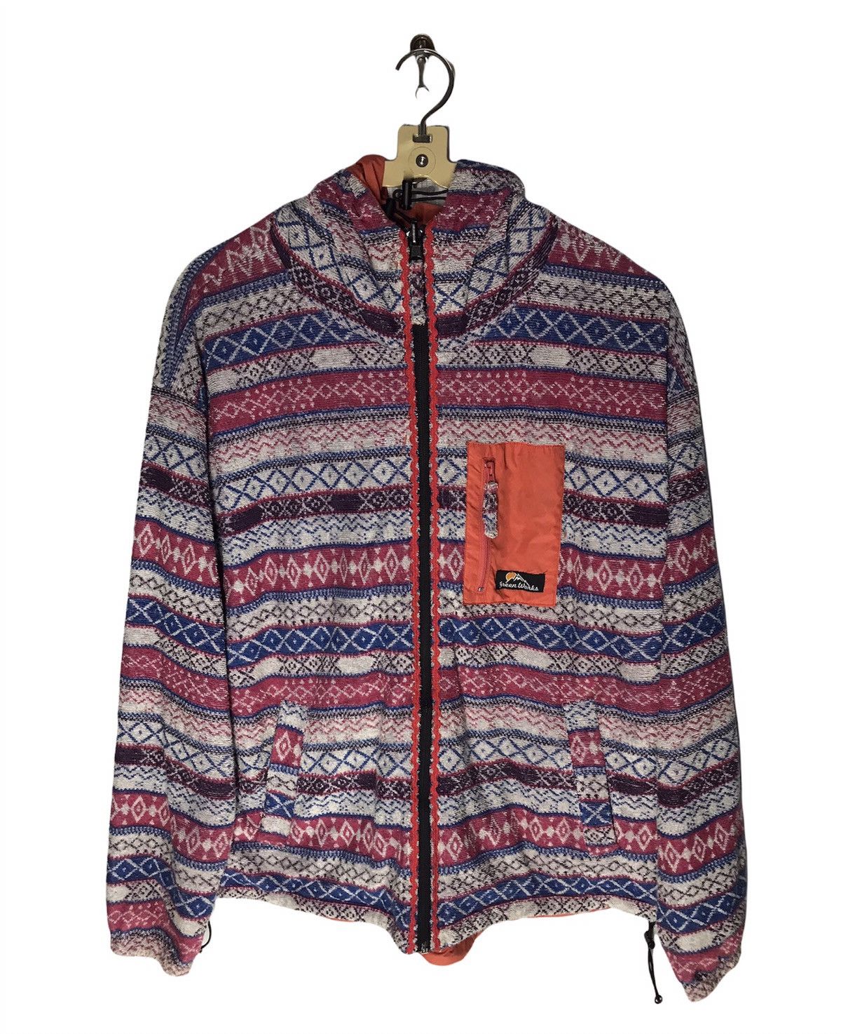 Reversible zipper hoodie jacket by green works