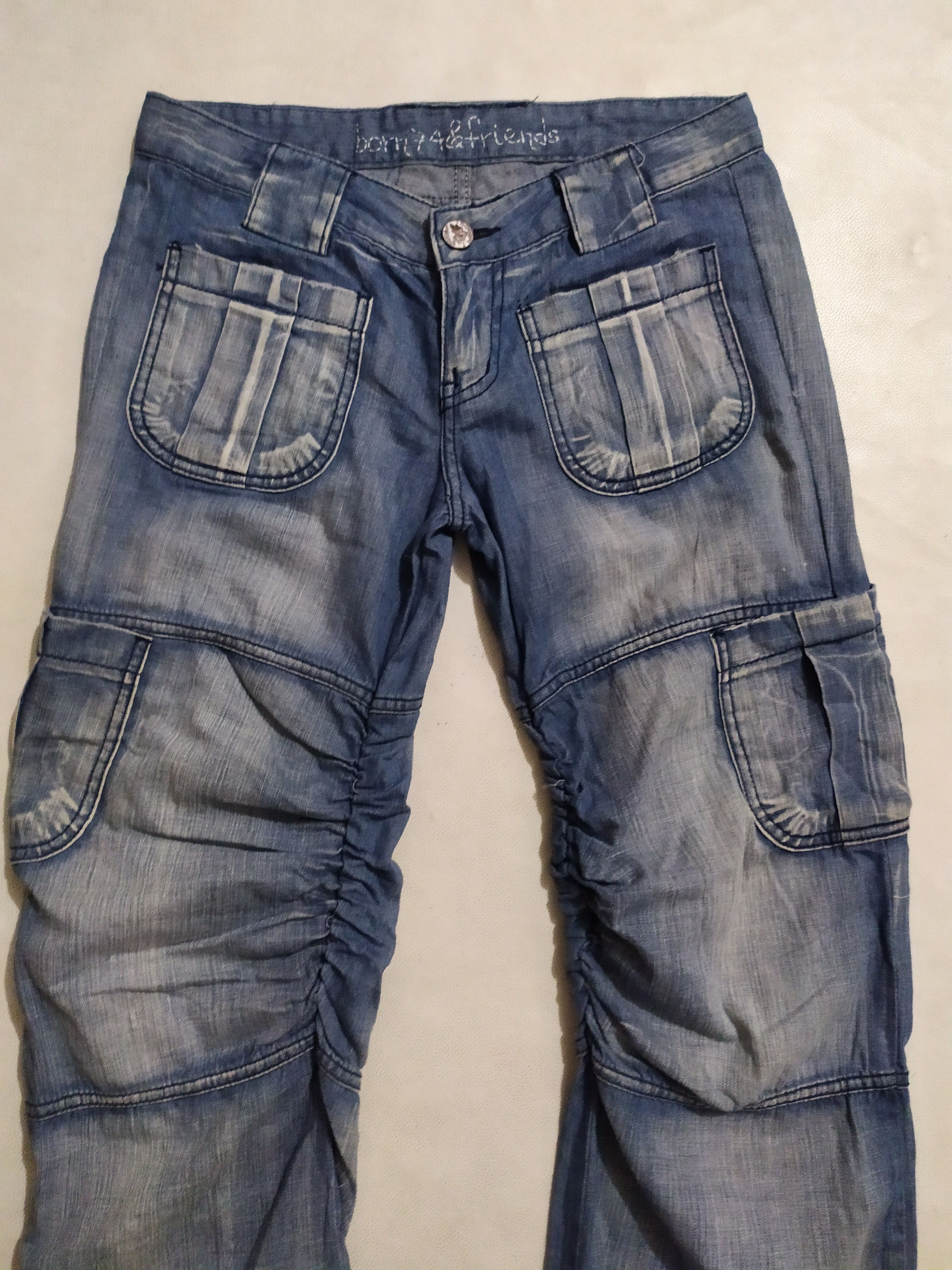 Japanese Brand 🔥Born74 & Friends Pants Wrinkles Knee Design Size US 29 - 2 Thumbnail