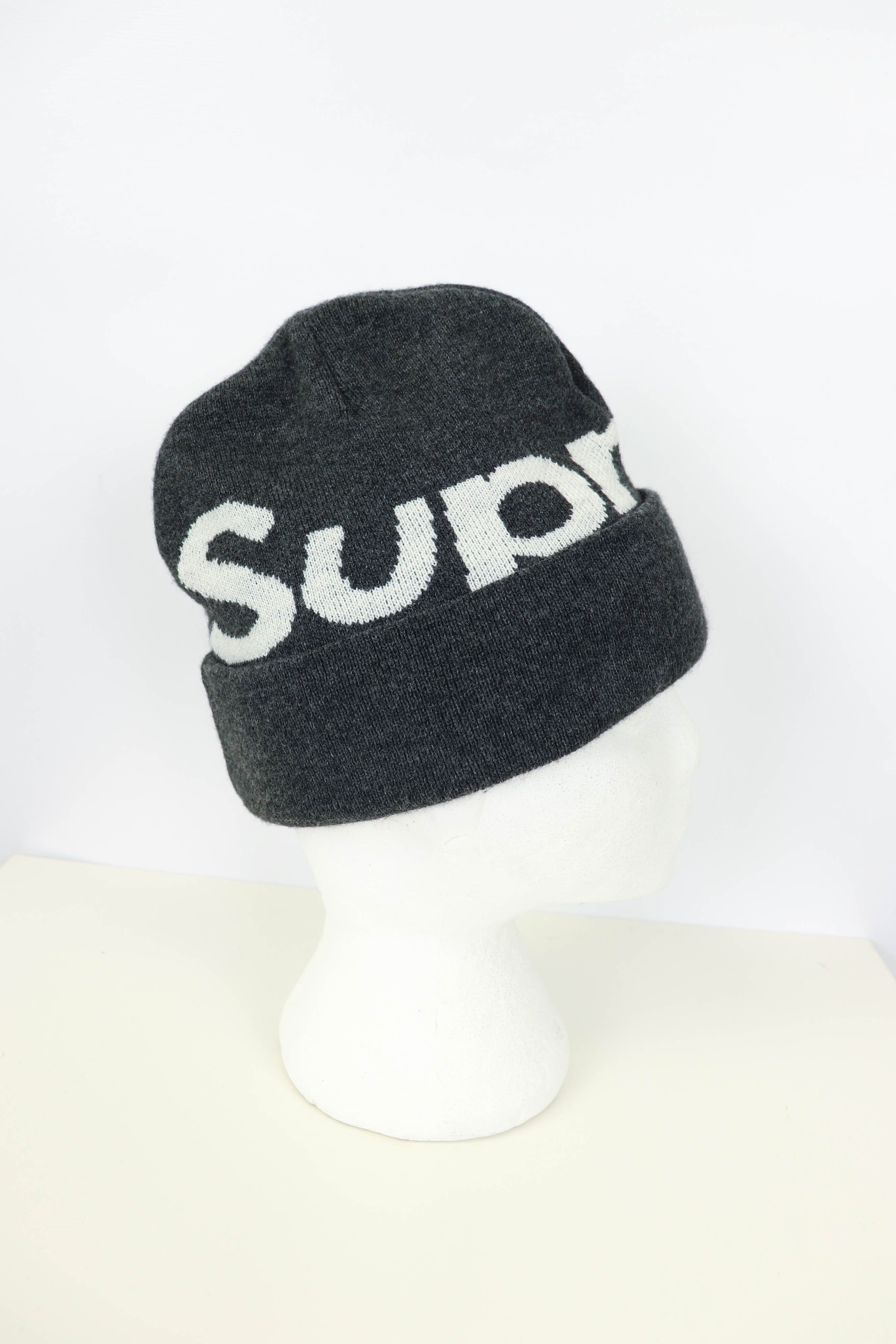 Supreme Supreme Giant Font Logo Dark Grey Acrylic Beanie Hat Size ONE SIZE - 7 Thumbnail