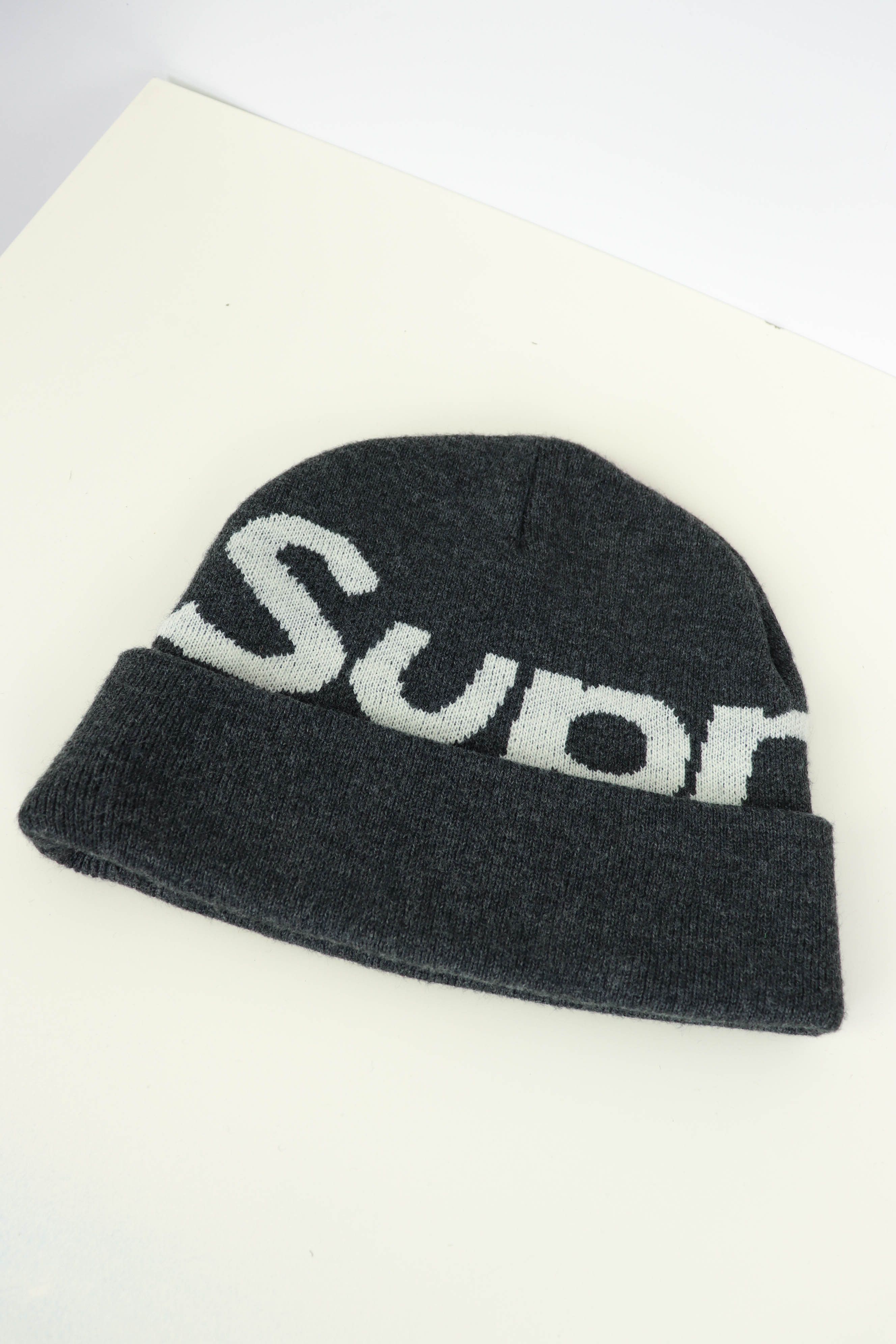 Supreme Supreme Giant Font Logo Dark Grey Acrylic Beanie Hat Size ONE SIZE - 8 Thumbnail