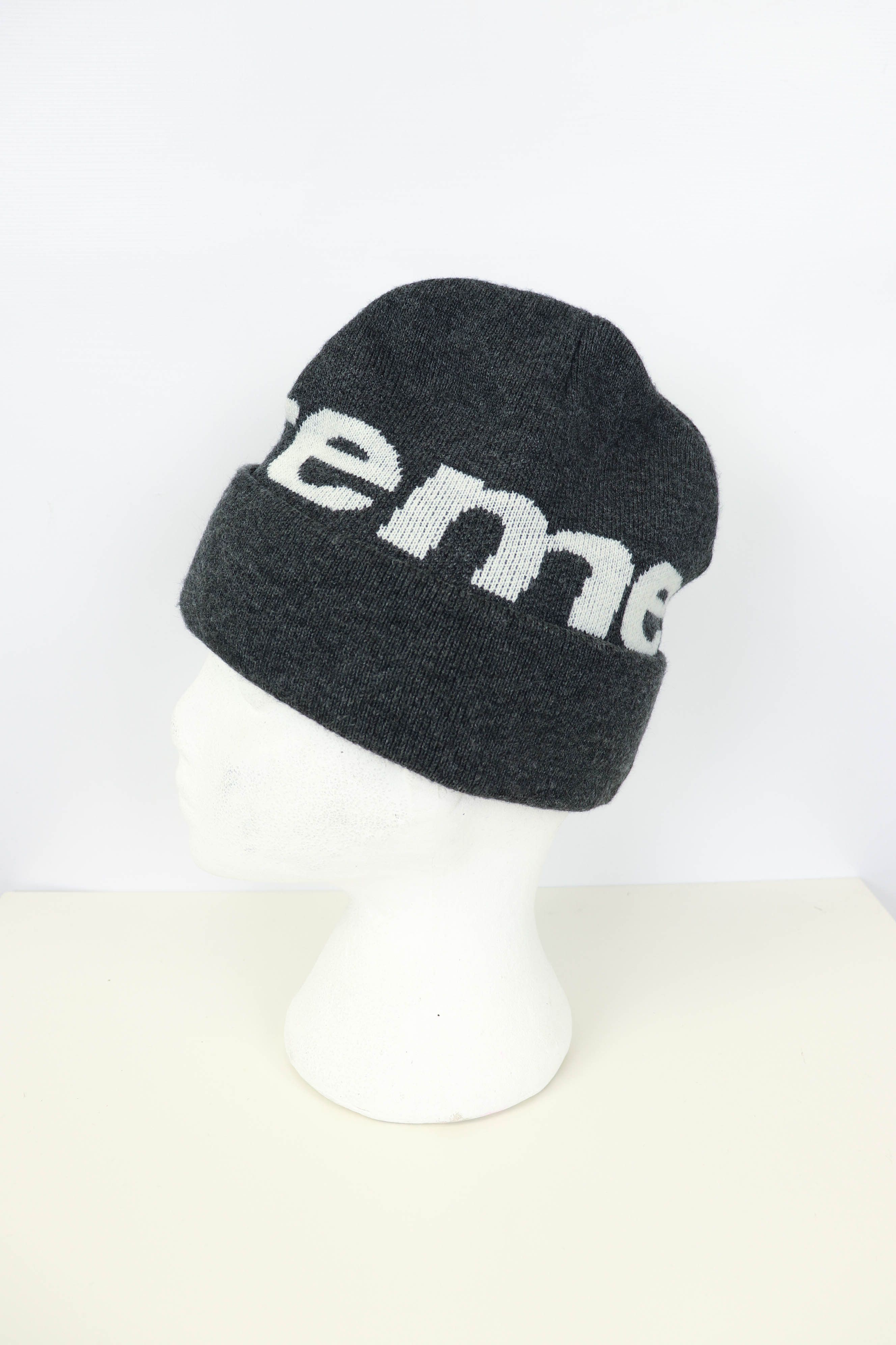 Supreme Supreme Giant Font Logo Dark Grey Acrylic Beanie Hat Size ONE SIZE - 4 Thumbnail
