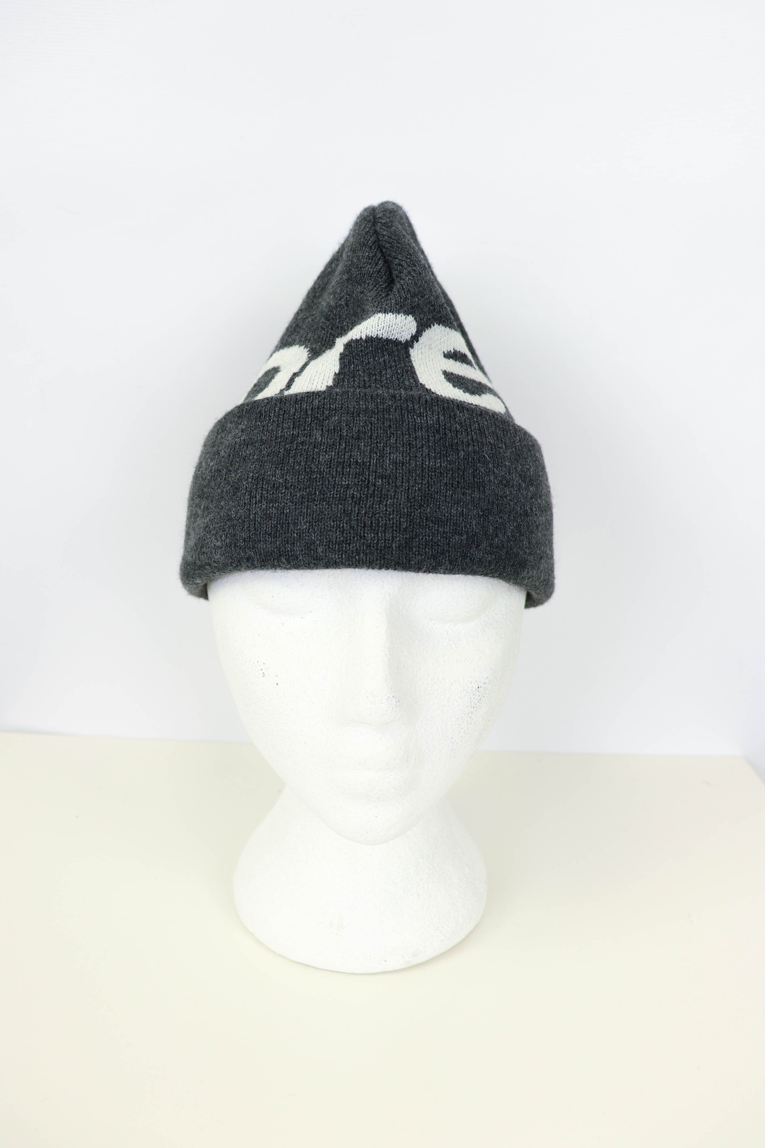 Supreme Supreme Giant Font Logo Dark Grey Acrylic Beanie Hat Size ONE SIZE - 2 Thumbnail