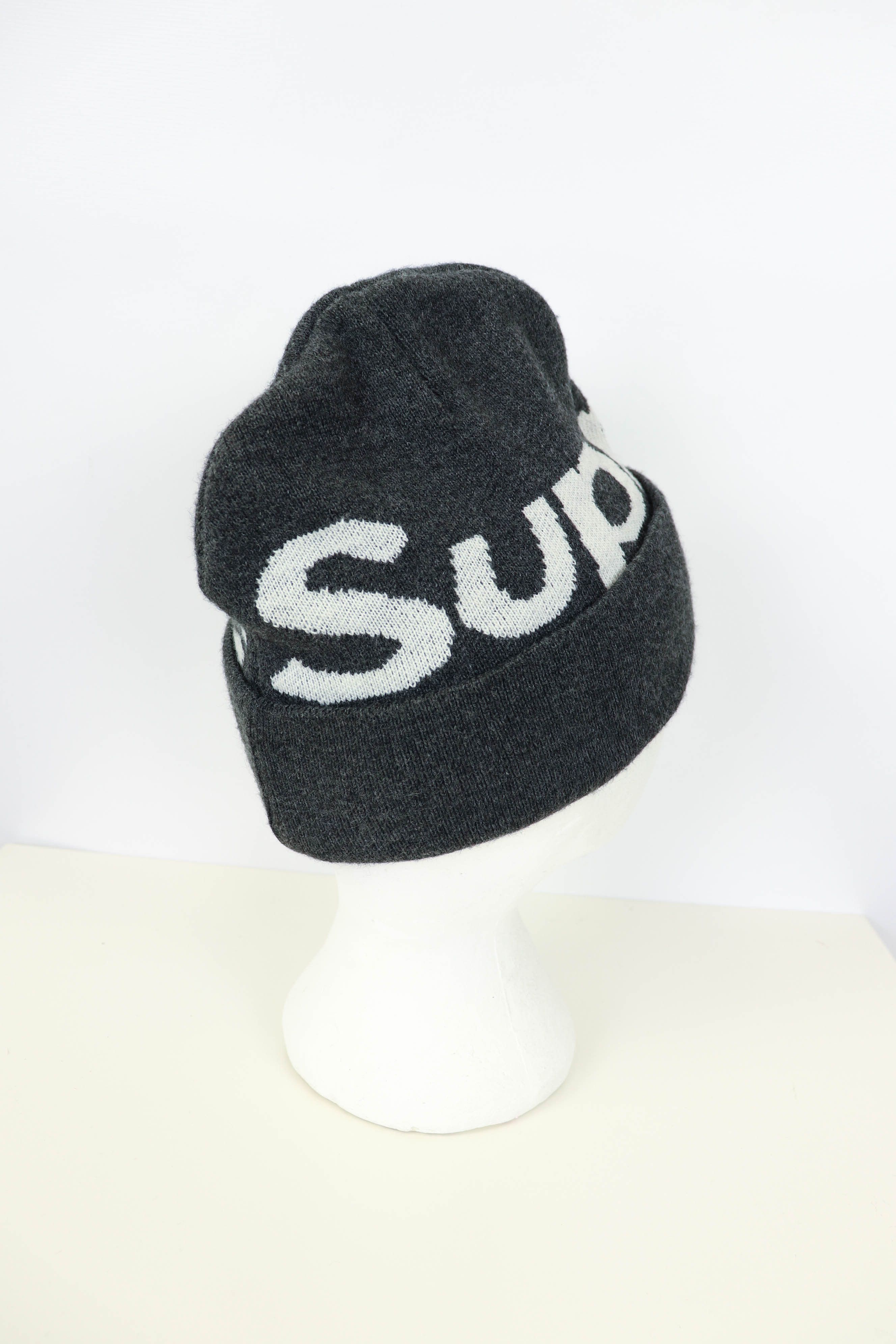 Supreme Supreme Giant Font Logo Dark Grey Acrylic Beanie Hat Size ONE SIZE - 6 Thumbnail