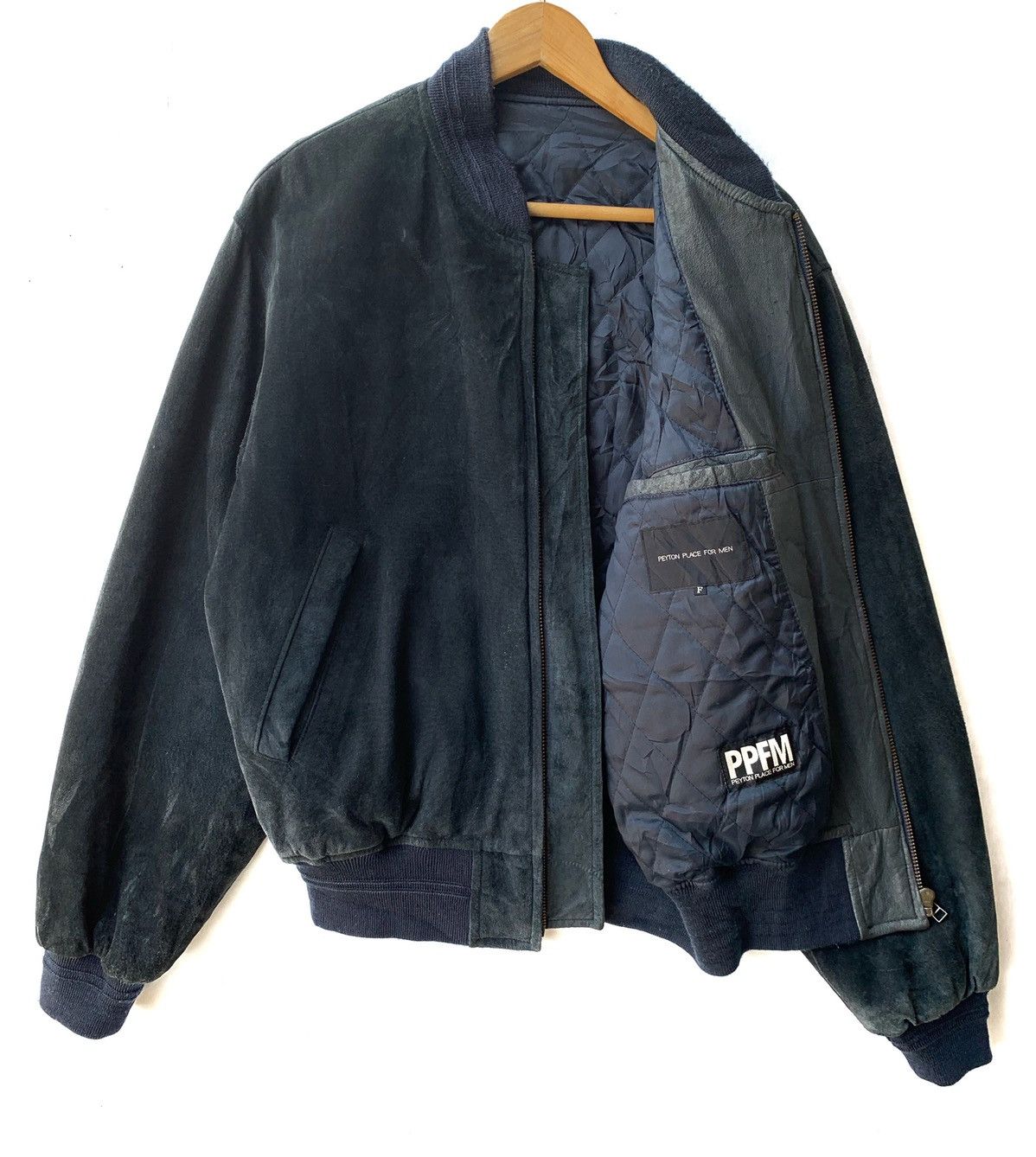 Le Grande Bleu (L.G.B.) PPFM Spellout Leather Varsity Letterman Jacket Size US M / EU 48-50 / 2 - 6 Thumbnail