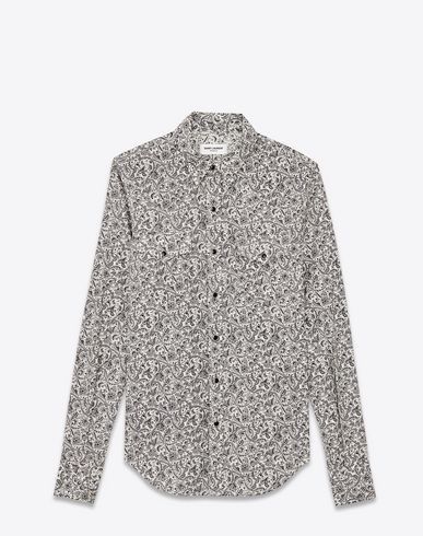 image of Hedi Slimane x Saint Laurent Paris Western Paisley Shirt in White, Men's (Size Medium)