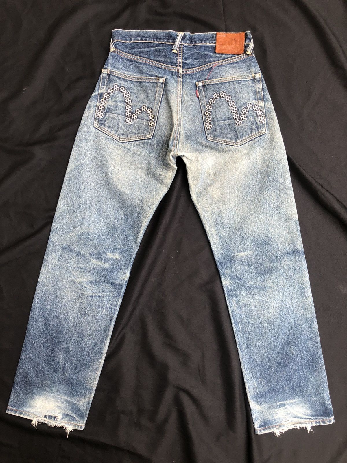 image of Evisu Japan Ripped Selvedge Denim Trashed Jeans, Men's (Size 30)
