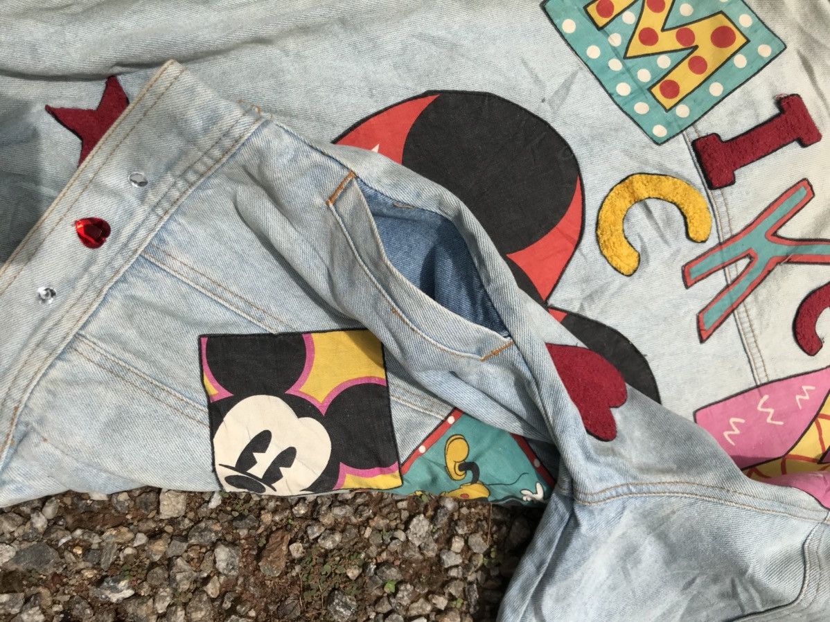 Disney vintage rare OG 90s mickey mouse patchwork denim jacket Size US L / EU 52-54 / 3 - 14 Thumbnail