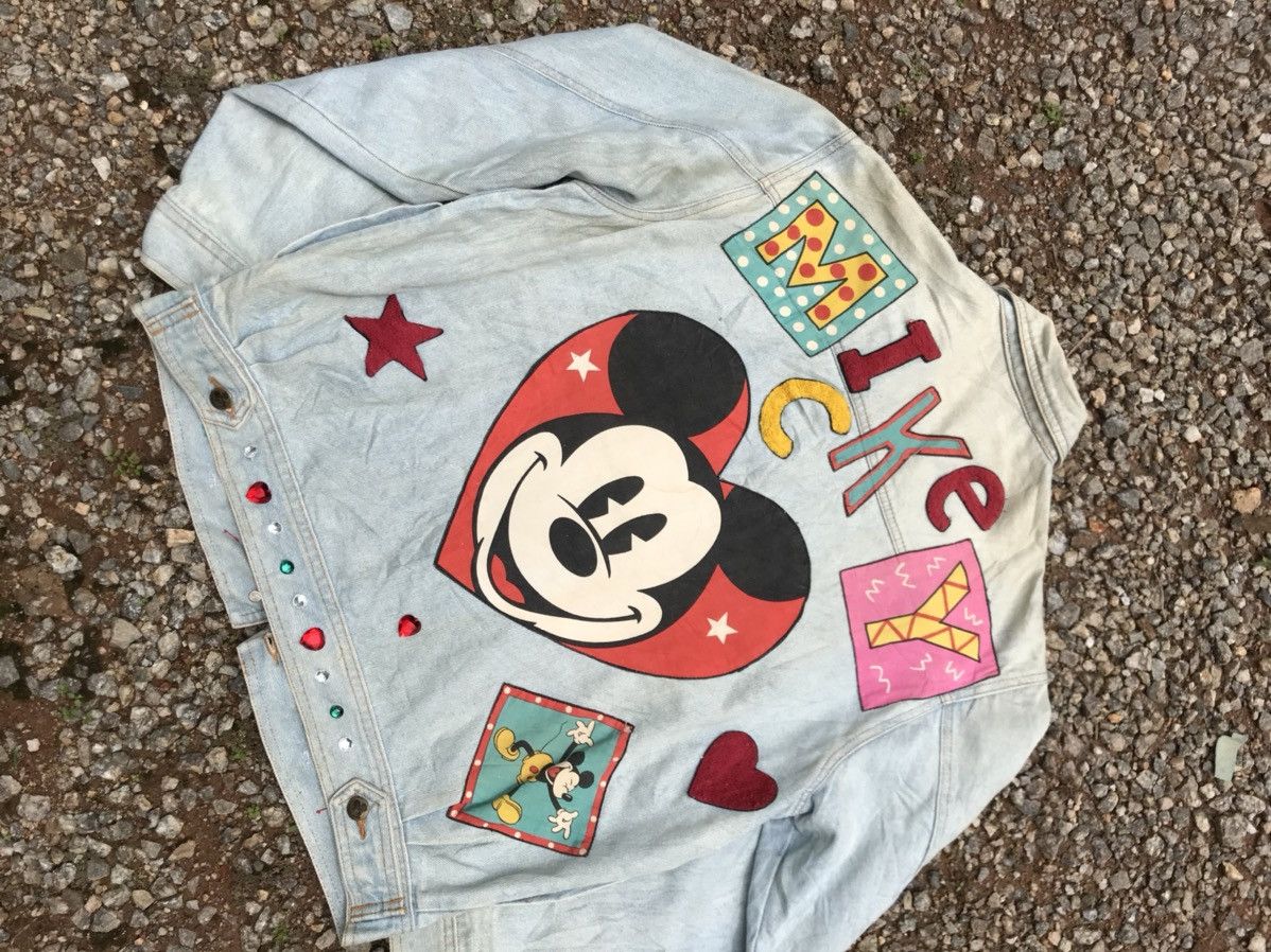 Disney vintage rare OG 90s mickey mouse patchwork denim jacket Size US L / EU 52-54 / 3 - 13 Thumbnail