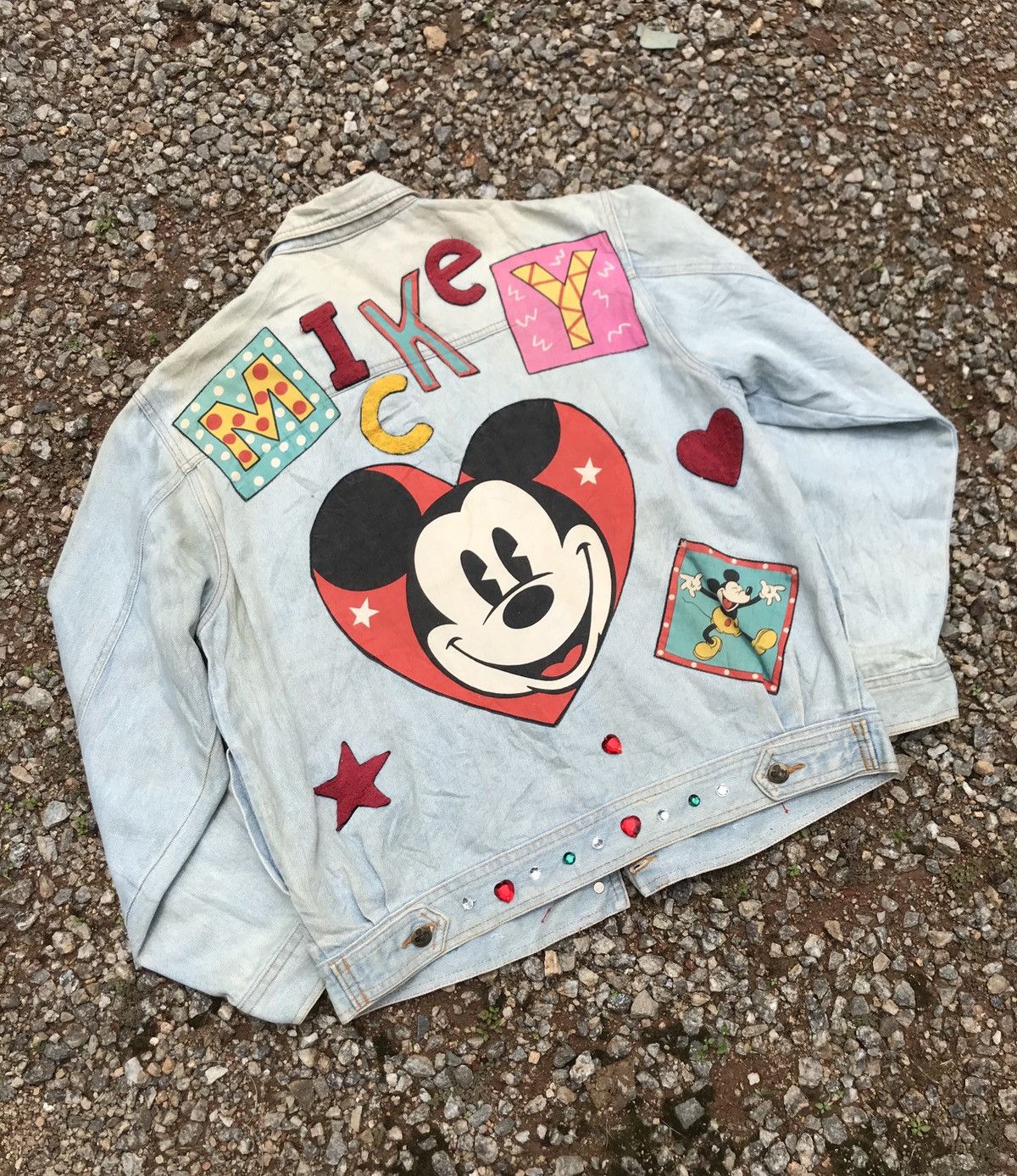 Disney vintage rare OG 90s mickey mouse patchwork denim jacket Size US L / EU 52-54 / 3 - 10 Thumbnail
