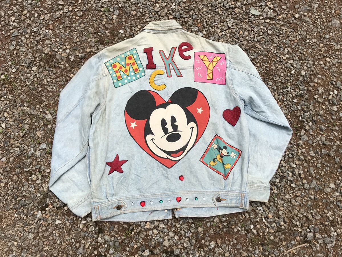 Disney vintage rare OG 90s mickey mouse patchwork denim jacket Size US L / EU 52-54 / 3 - 9 Thumbnail