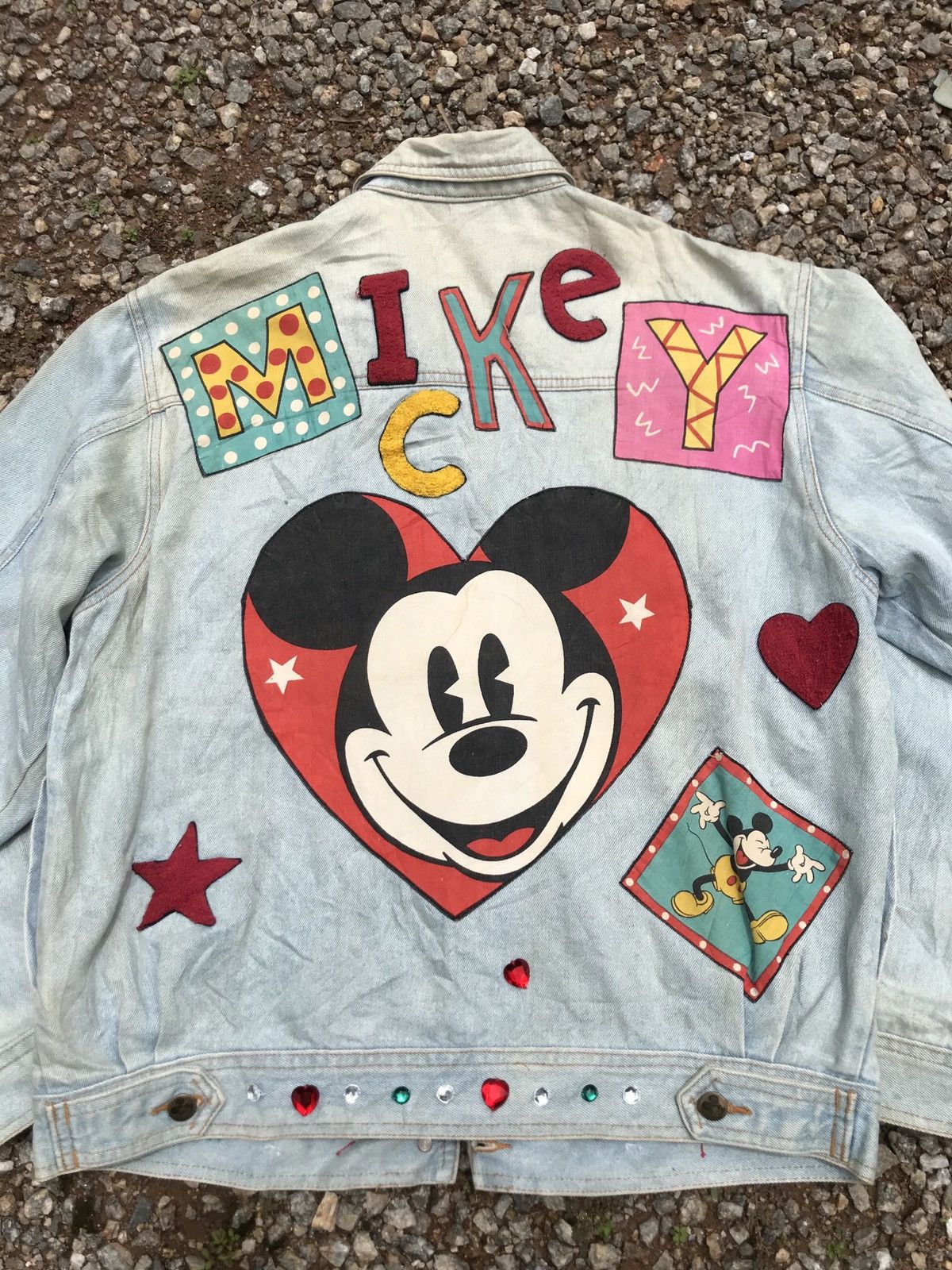 Disney vintage rare OG 90s mickey mouse patchwork denim jacket Size US L / EU 52-54 / 3 - 11 Thumbnail