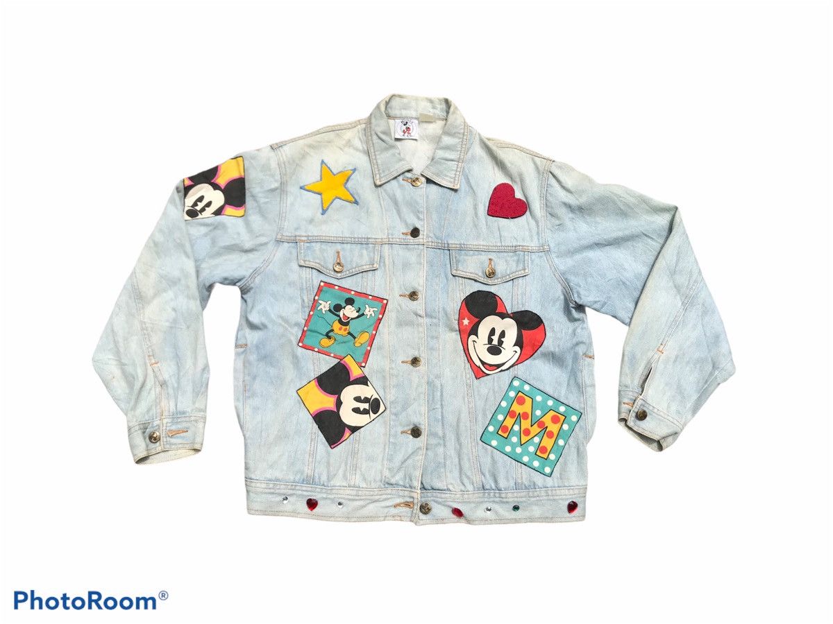 Disney vintage rare OG 90s mickey mouse patchwork denim jacket Size US L / EU 52-54 / 3 - 2 Thumbnail
