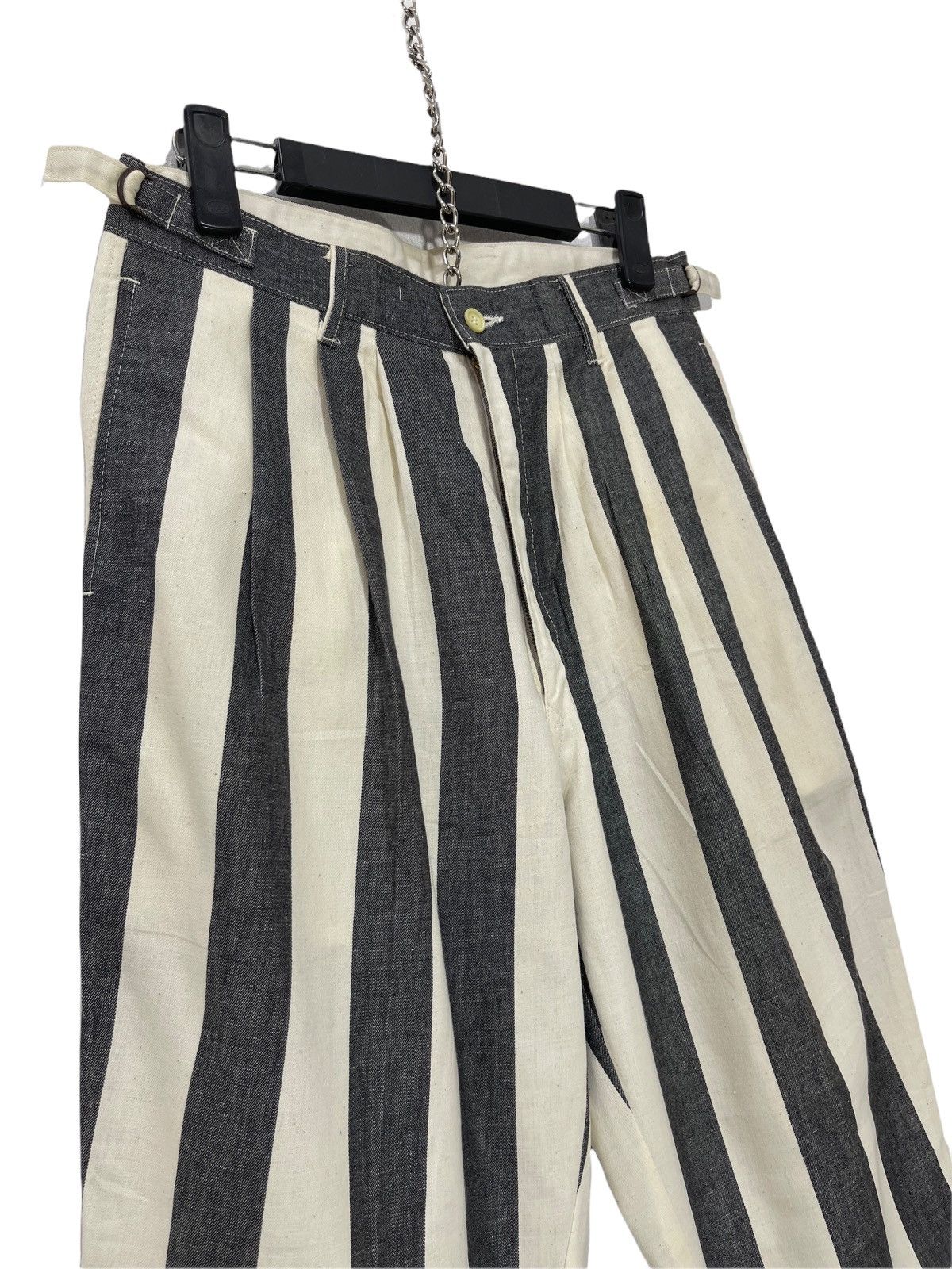 Japanese Brand Three Top Vtg Prisoner Striped Trouser Wide Tapered 15🟦 Size US 28 / EU 44 - 5 Thumbnail