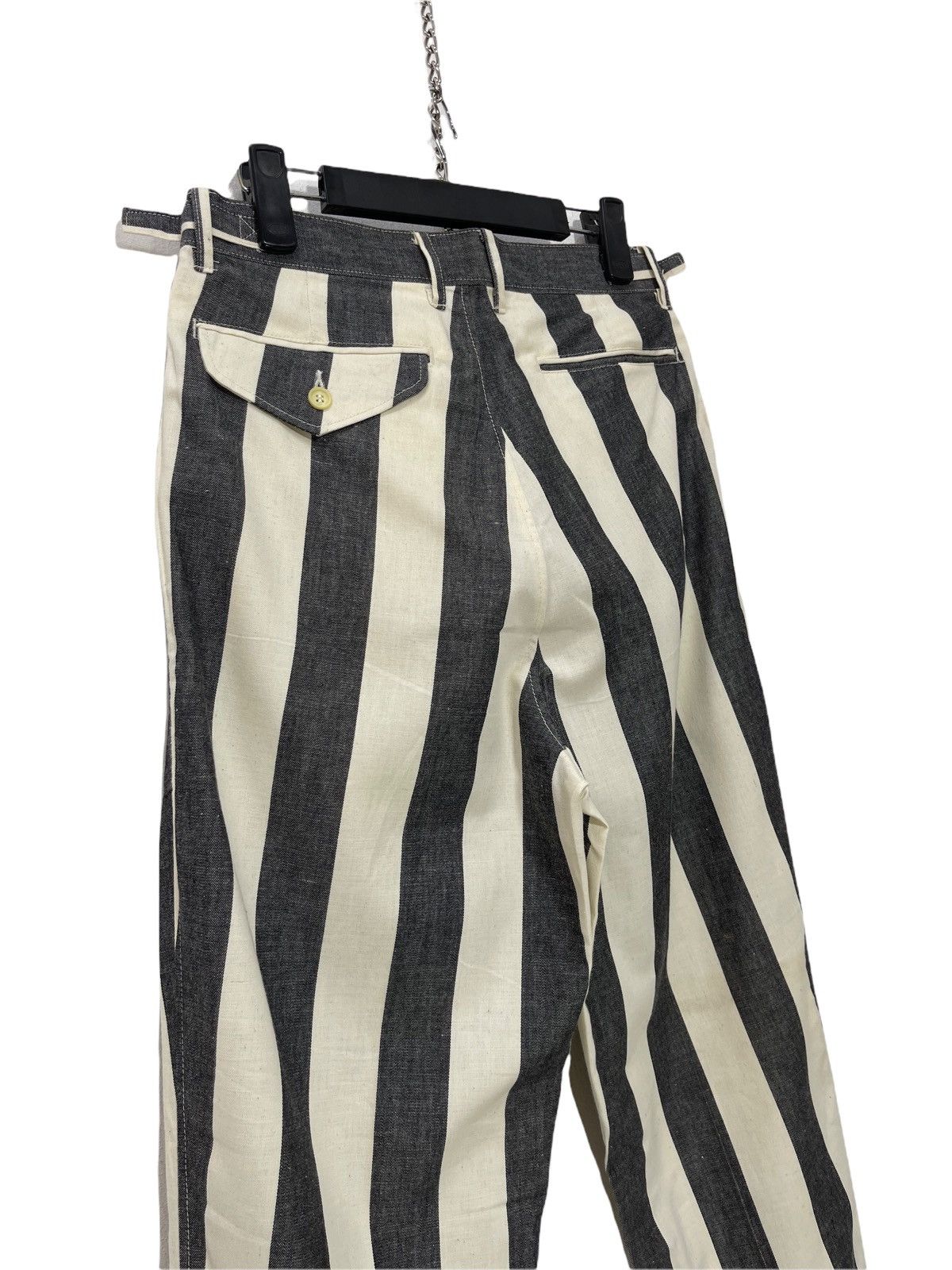 Japanese Brand Three Top Vtg Prisoner Striped Trouser Wide Tapered 15🟦 Size US 28 / EU 44 - 2 Thumbnail