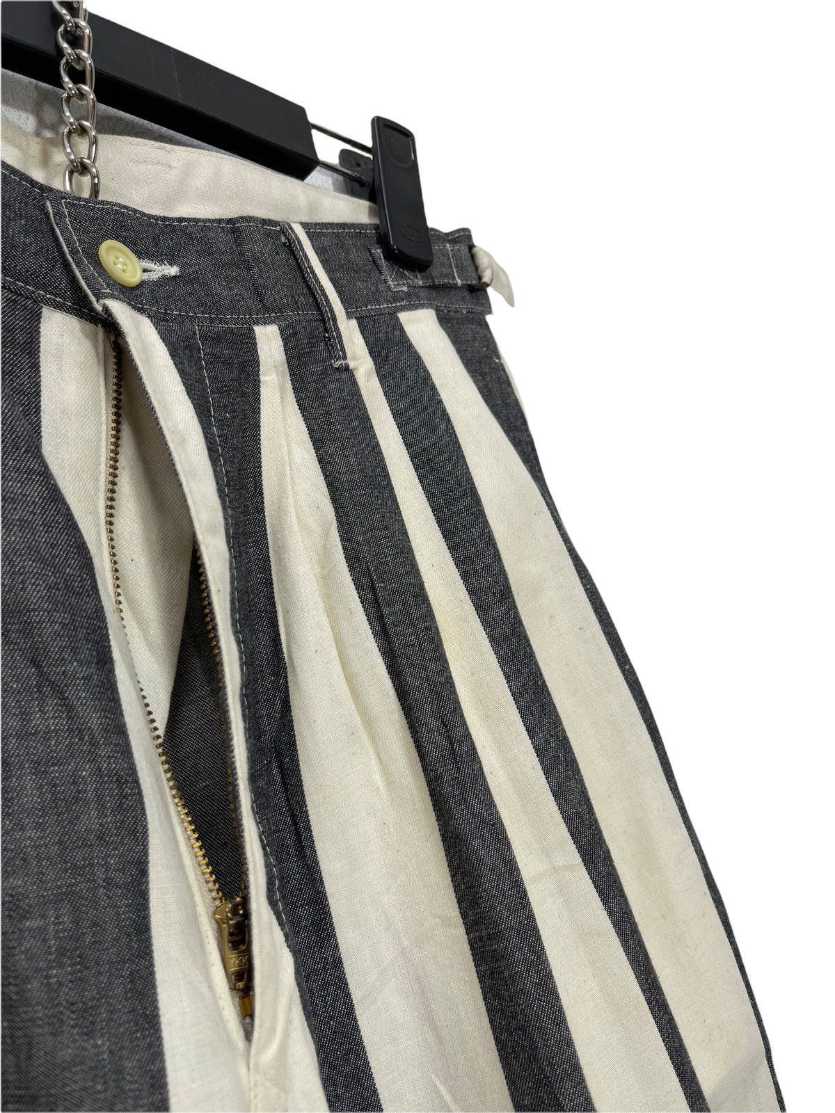 Japanese Brand Three Top Vtg Prisoner Striped Trouser Wide Tapered 15🟦 Size US 28 / EU 44 - 6 Thumbnail