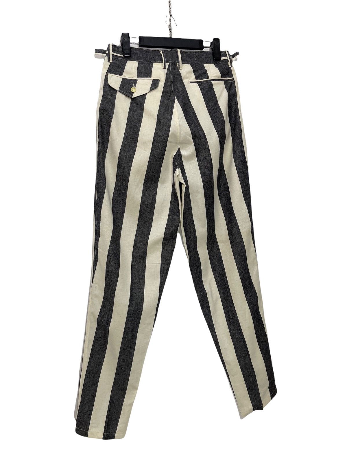 Japanese Brand Three Top Vtg Prisoner Striped Trouser Wide Tapered 15🟦 Size US 28 / EU 44 - 1 Thumbnail
