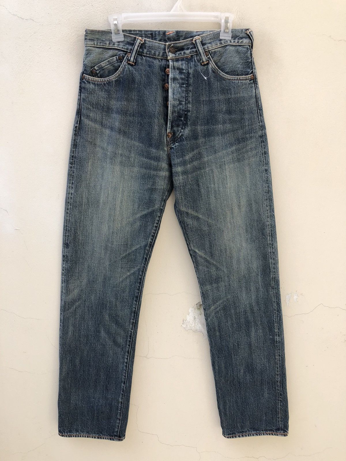 Evisu Vintage Evisu Yamane TATEOTI Faded Blue Denim Selvedge Jeans Size US 31 - 12 Thumbnail