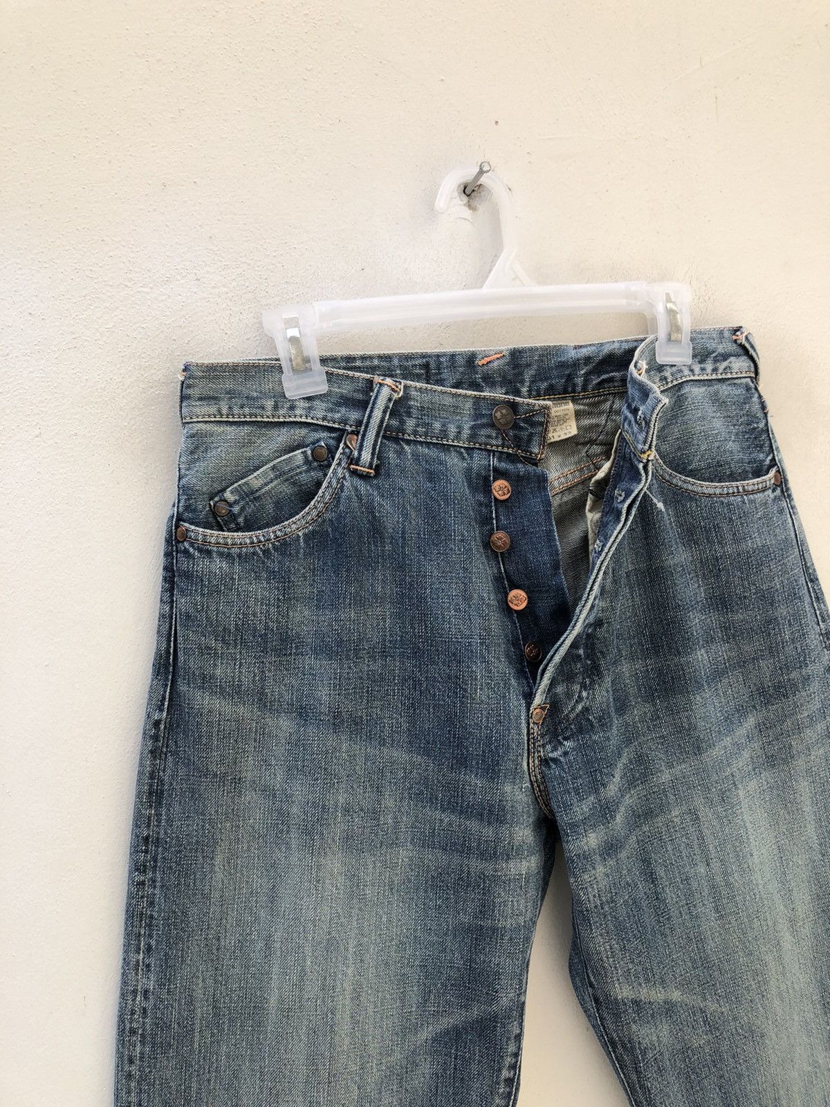 Evisu Vintage Evisu Yamane TATEOTI Faded Blue Denim Selvedge Jeans Size US 31 - 13 Thumbnail