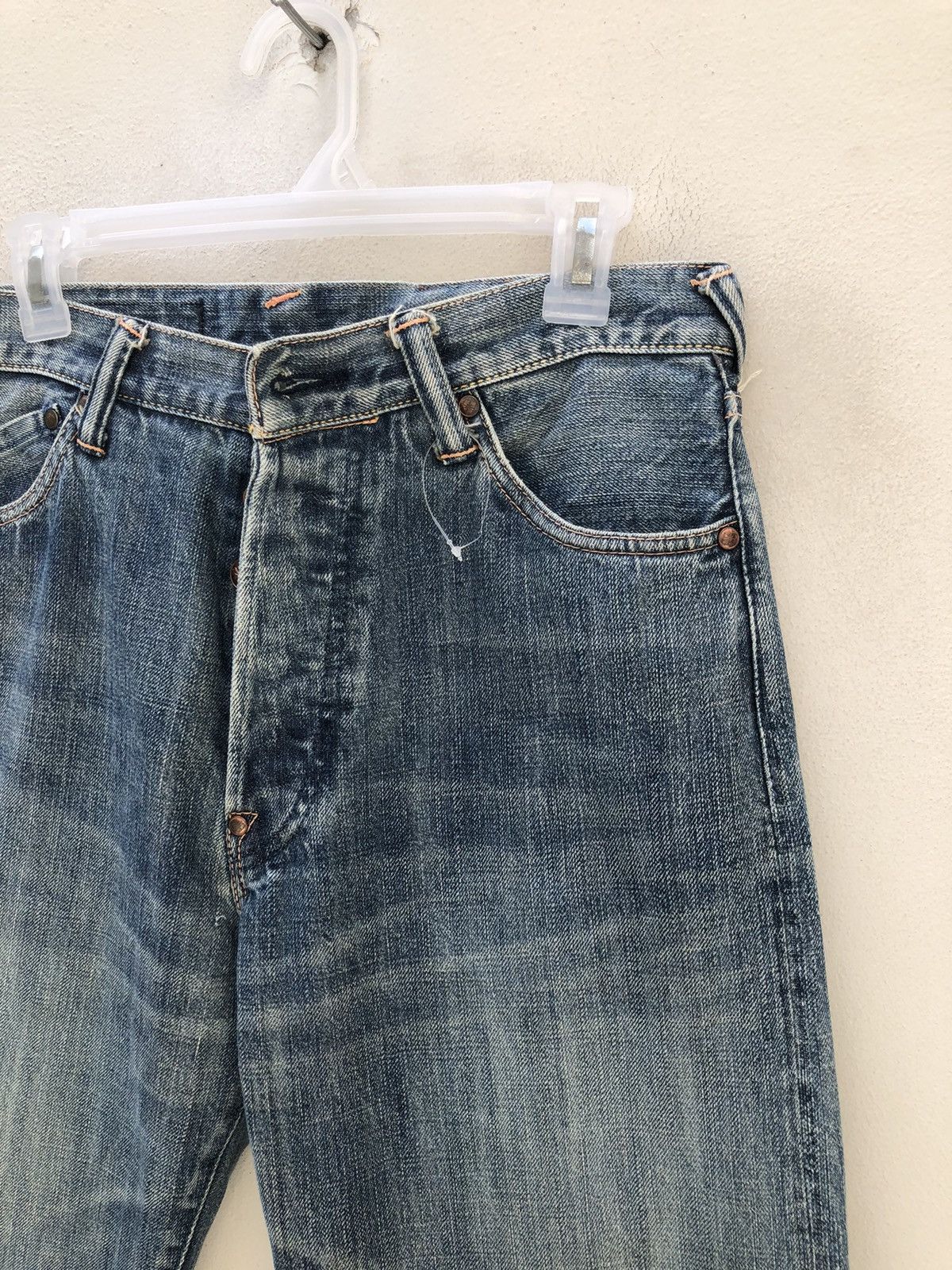 Evisu Vintage Evisu Yamane TATEOTI Faded Blue Denim Selvedge Jeans Size US 31 - 17 Thumbnail