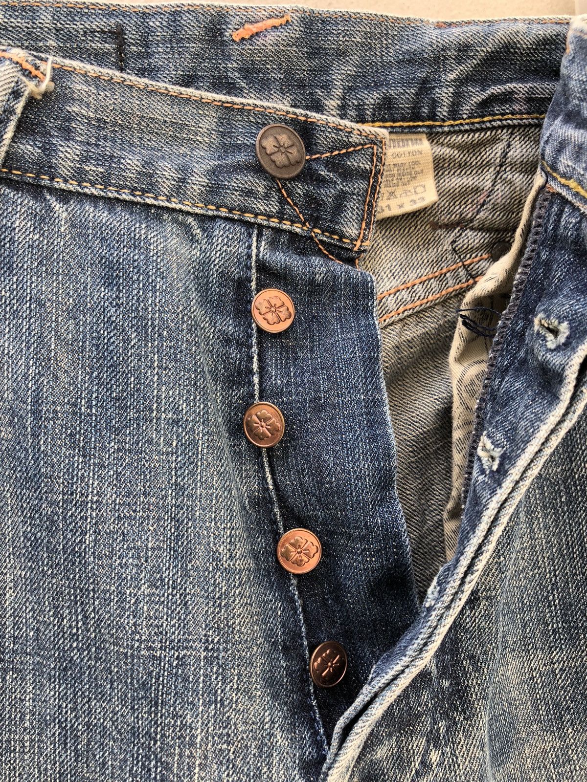 Evisu Vintage Evisu Yamane TATEOTI Faded Blue Denim Selvedge Jeans Size US 31 - 14 Thumbnail