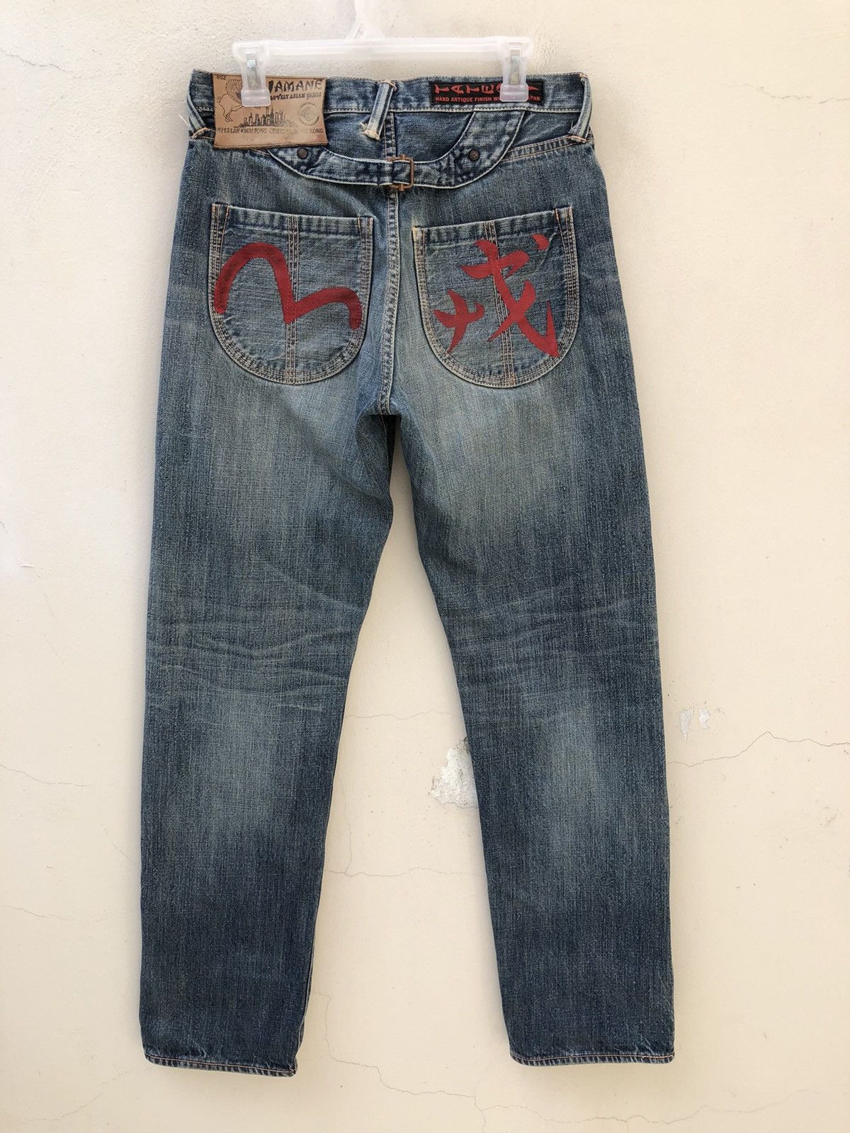 Evisu Vintage Evisu Yamane TATEOTI Faded Blue Denim Selvedge Jeans Size US 31 - 6 Thumbnail