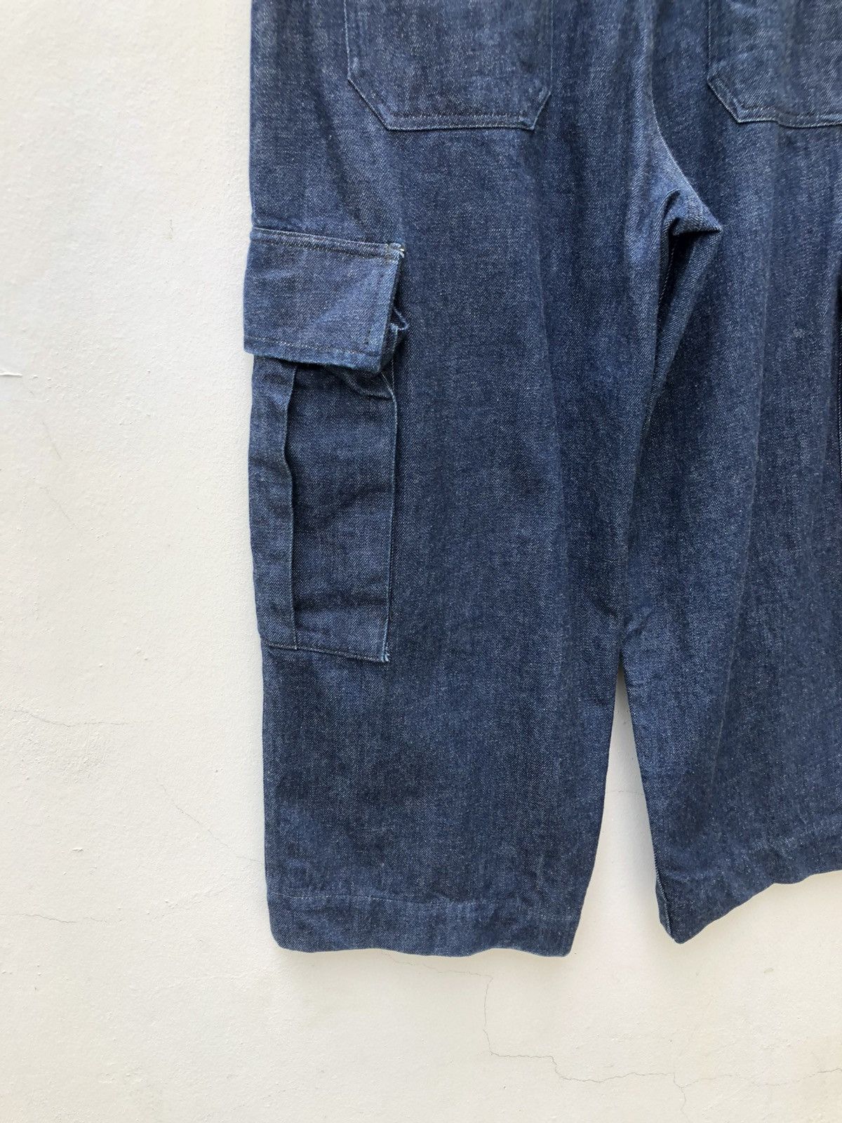 Evisu 90s EVISU EVIS Heavy Thick Baggy Denim Cropped Cargo Pant Size US 31 - 16 Thumbnail
