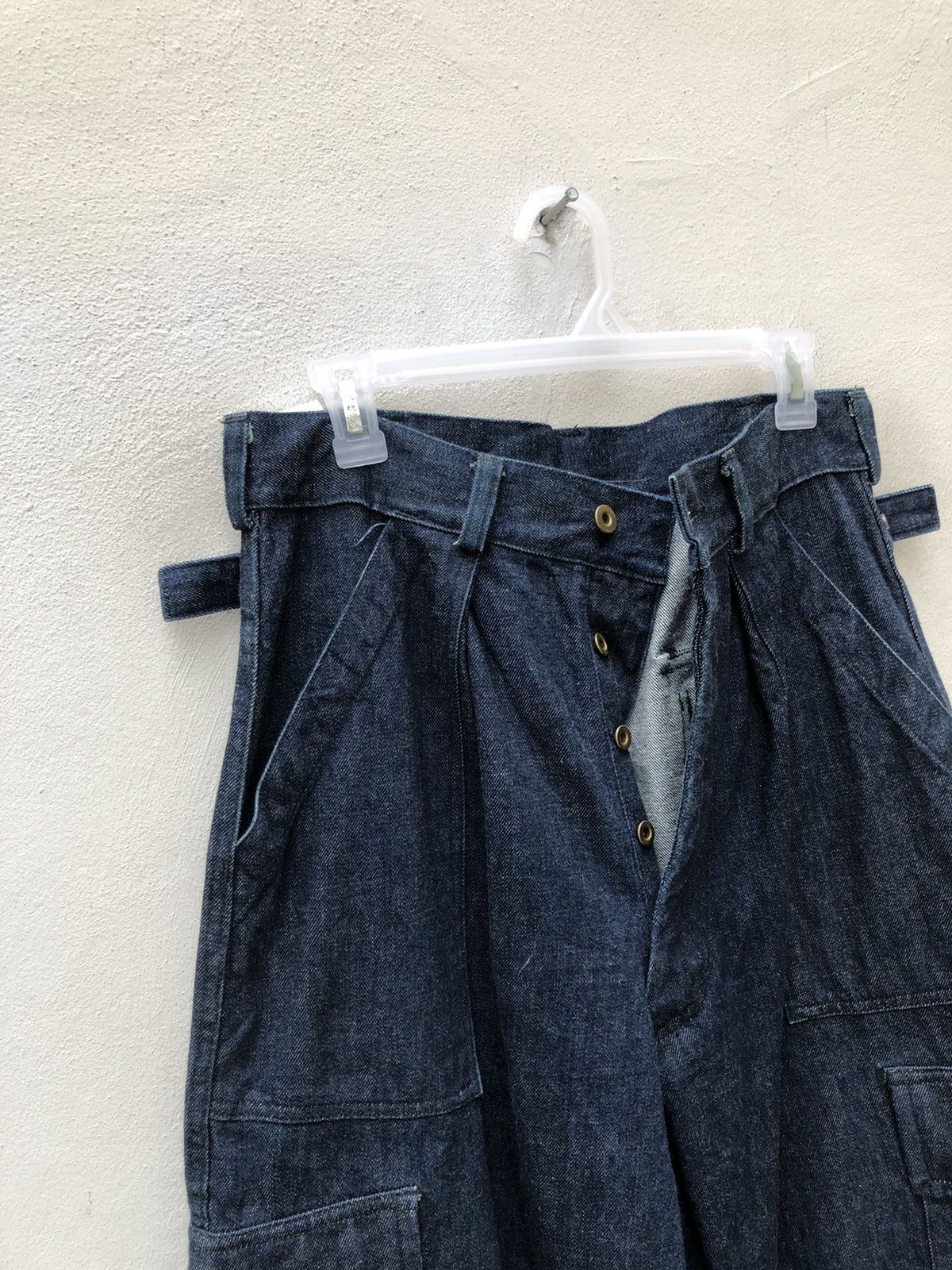 Evisu 90s EVISU EVIS Heavy Thick Baggy Denim Cropped Cargo Pant Size US 31 - 8 Thumbnail