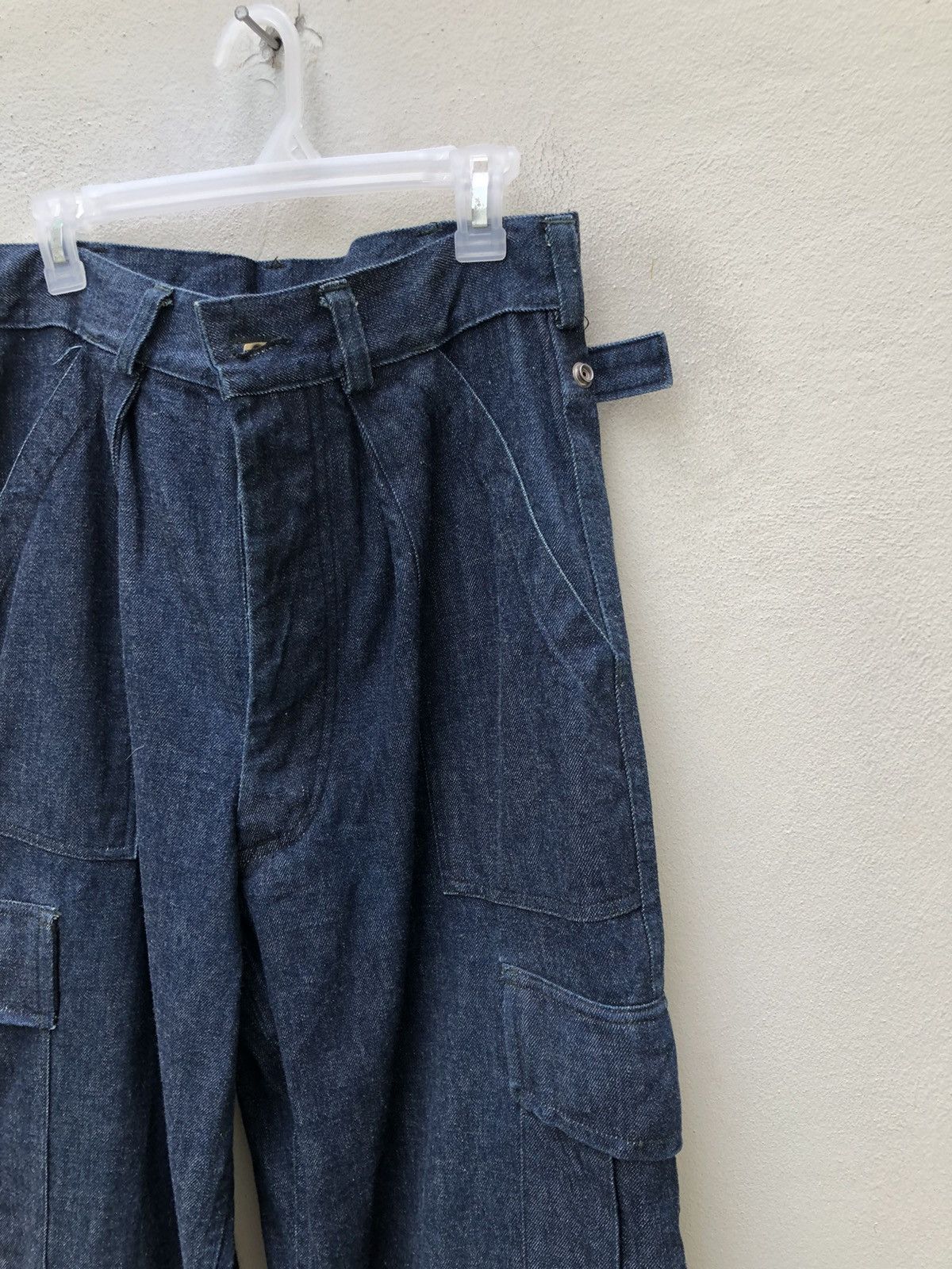 Evisu 90s EVISU EVIS Heavy Thick Baggy Denim Cropped Cargo Pant Size US 31 - 10 Thumbnail