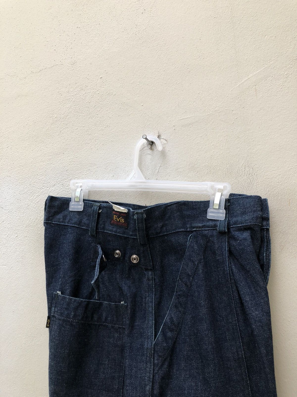 Evisu 90s EVISU EVIS Heavy Thick Baggy Denim Cropped Cargo Pant Size US 31 - 20 Thumbnail