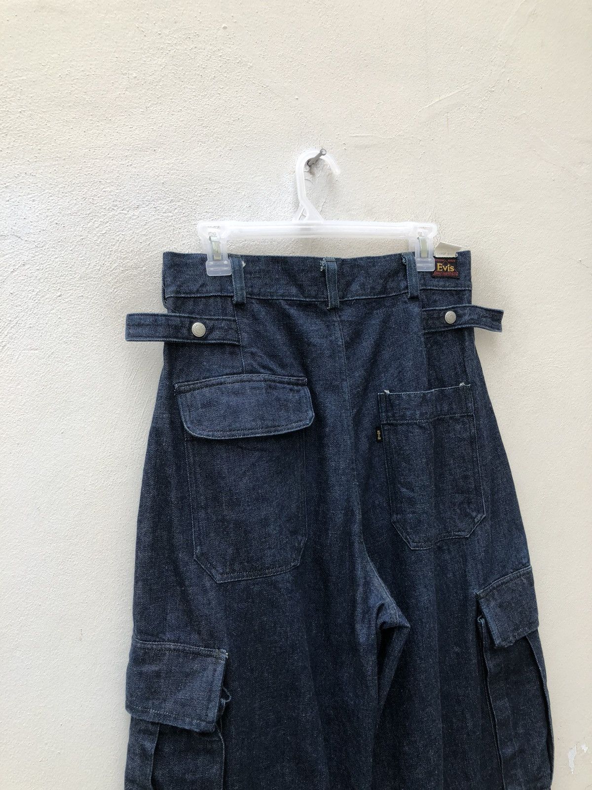 Evisu 90s EVISU EVIS Heavy Thick Baggy Denim Cropped Cargo Pant Size US 31 - 15 Thumbnail