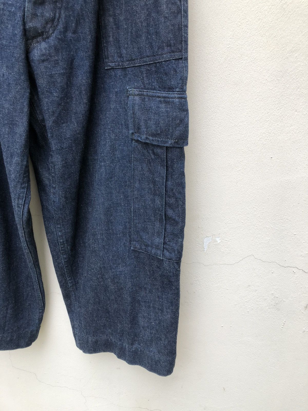 Evisu 90s EVISU EVIS Heavy Thick Baggy Denim Cropped Cargo Pant Size US 31 - 11 Thumbnail