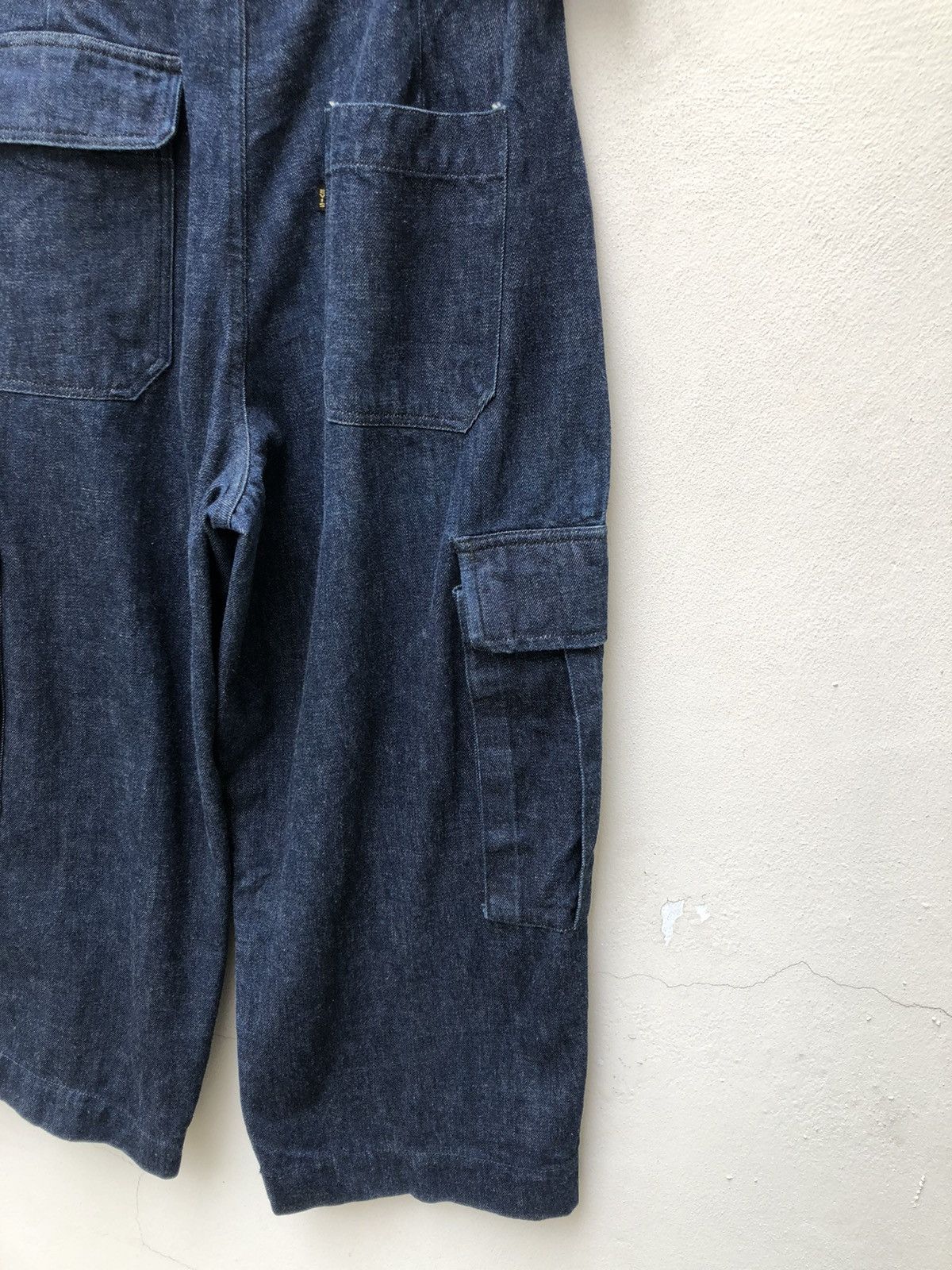 Evisu 90s EVISU EVIS Heavy Thick Baggy Denim Cropped Cargo Pant Size US 31 - 18 Thumbnail