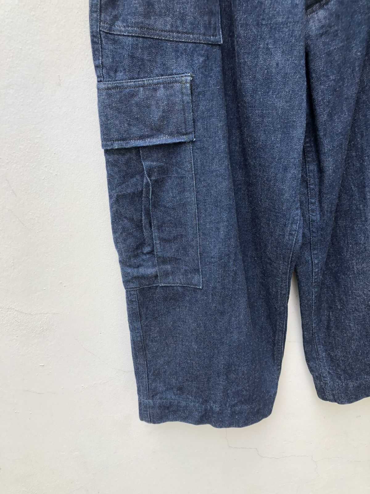 Evisu 90s EVISU EVIS Heavy Thick Baggy Denim Cropped Cargo Pant Size US 31 - 9 Thumbnail