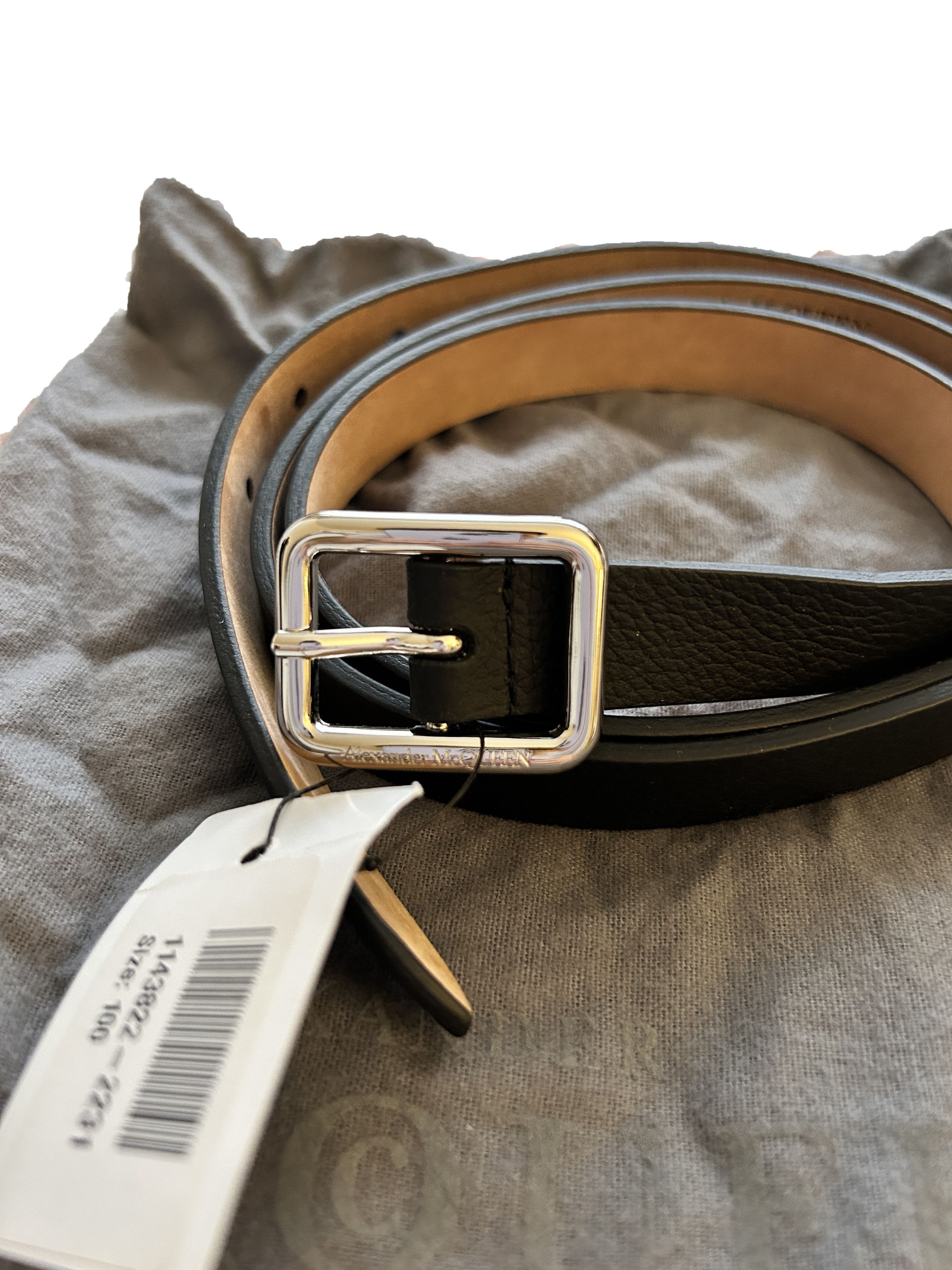 Alexander McQueen (Size 100) full grained belt black 2cm Leather Size ONE SIZE - 2 Thumbnail