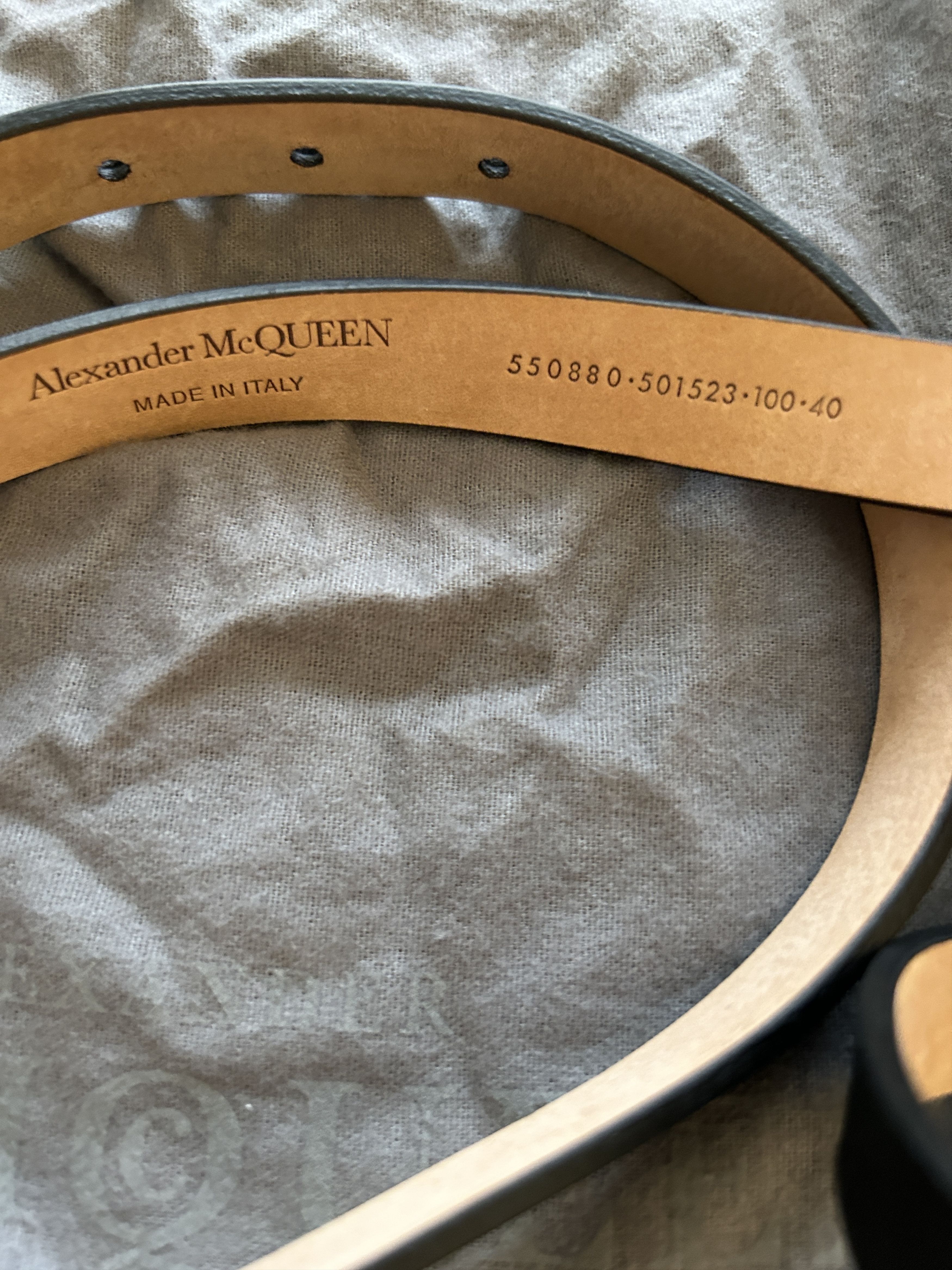 Alexander McQueen (Size 100) full grained belt black 2cm Leather Size ONE SIZE - 3 Thumbnail