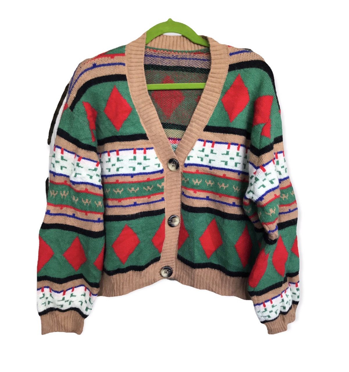 image of Cardigan x Homespun Knitwear Native Der Einsame Hirte Knit Sweater, Women's (Size Large)