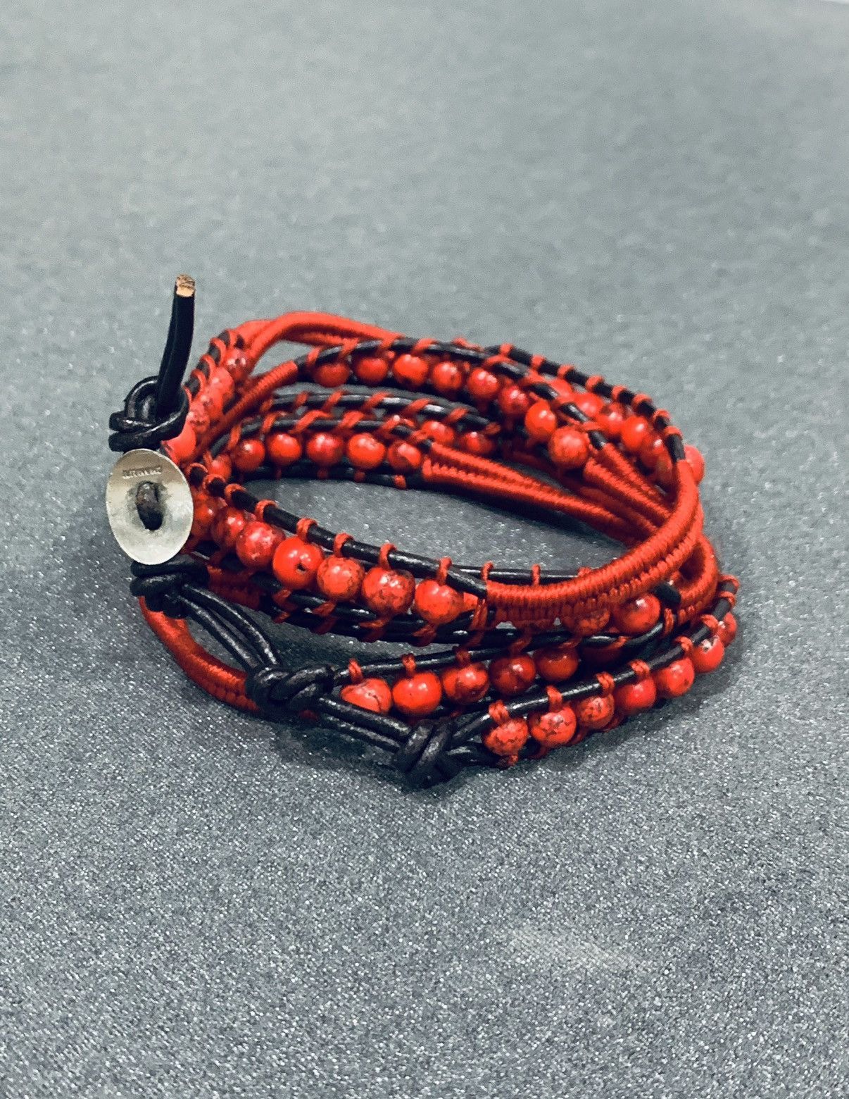 Chan Luu CHAN LUU FIERY RED BEADED LEATHER WRAP BRACELET .925 SILVER Size ONE SIZE - 1 Thumbnail