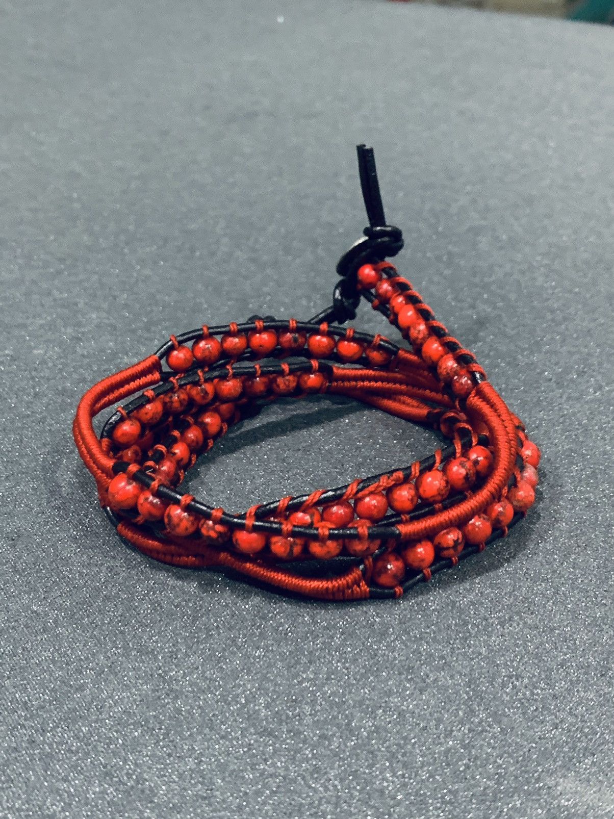 Chan Luu CHAN LUU FIERY RED BEADED LEATHER WRAP BRACELET .925 SILVER Size ONE SIZE - 4 Thumbnail