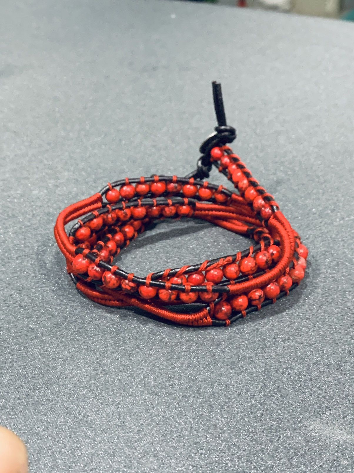 Chan Luu CHAN LUU FIERY RED BEADED LEATHER WRAP BRACELET .925 SILVER Size ONE SIZE - 3 Thumbnail