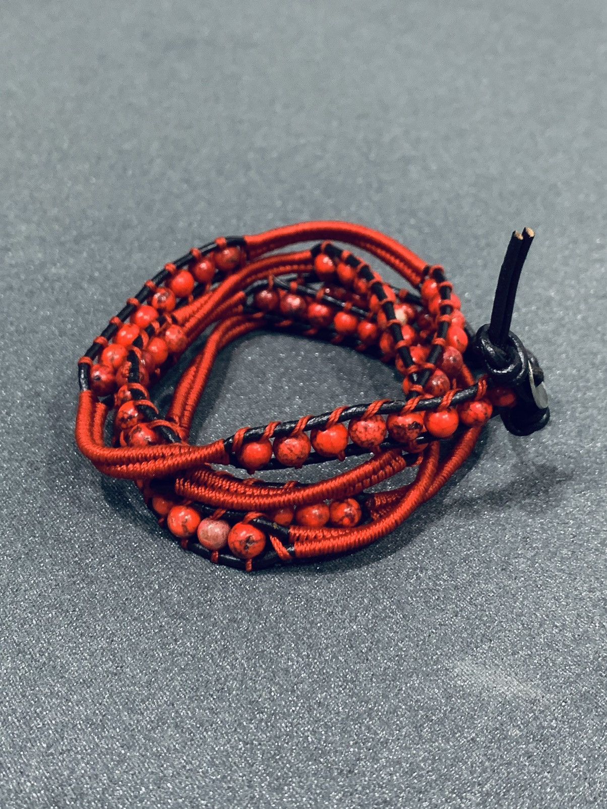 Chan Luu CHAN LUU FIERY RED BEADED LEATHER WRAP BRACELET .925 SILVER Size ONE SIZE - 2 Thumbnail