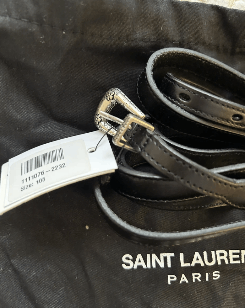 Saint Laurent Paris (size 105) belt black western double wrap skinny thin YSL Size ONE SIZE - 1 Thumbnail