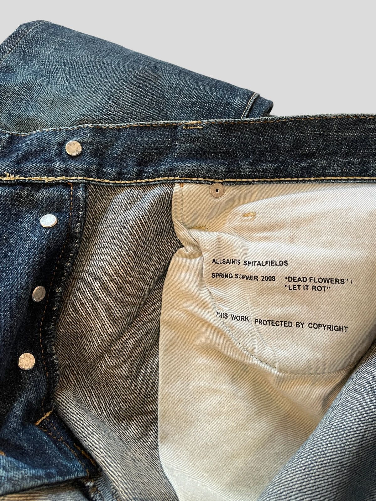 Vintage Allsaints Spitalfields Japan Denim SS08 Iggy Print Jeans Size US 32 / EU 48 - 4 Thumbnail