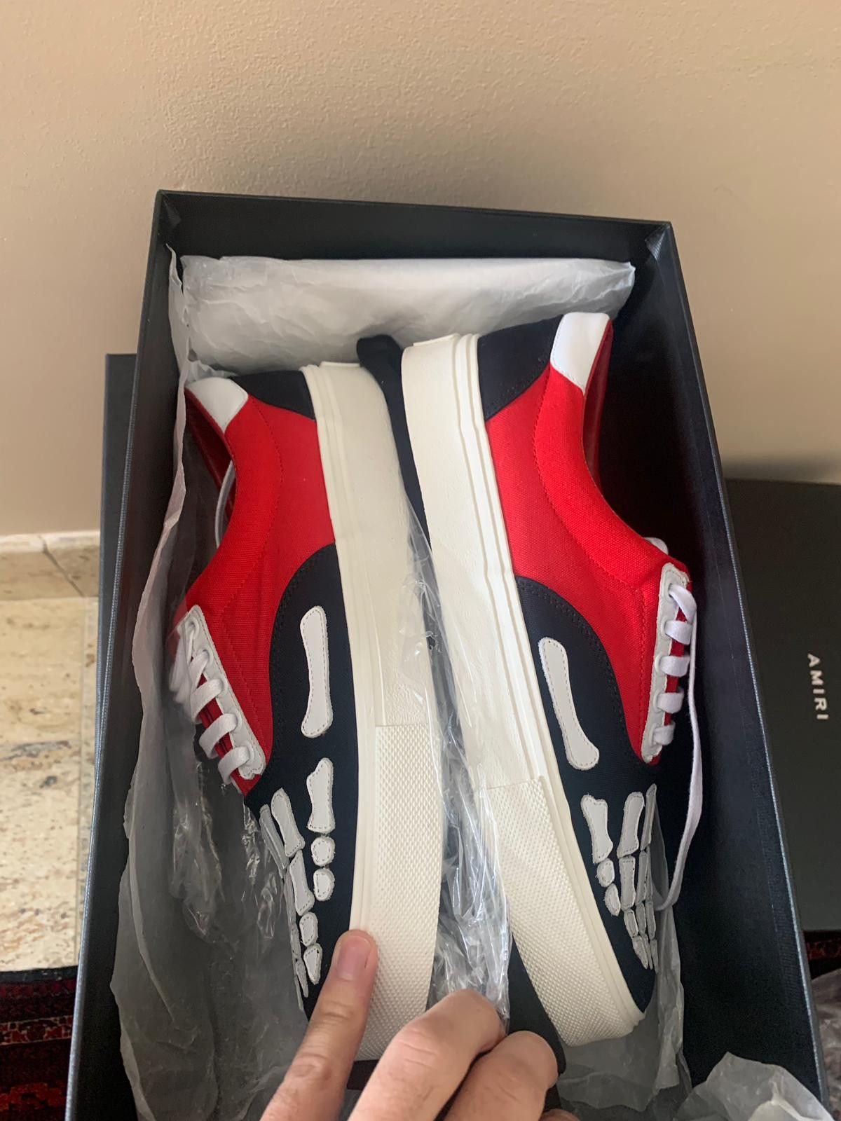 Amiri Low Top Skeleton Sneaker in Black & Red Size US 7 / EU 40 - 6 Thumbnail