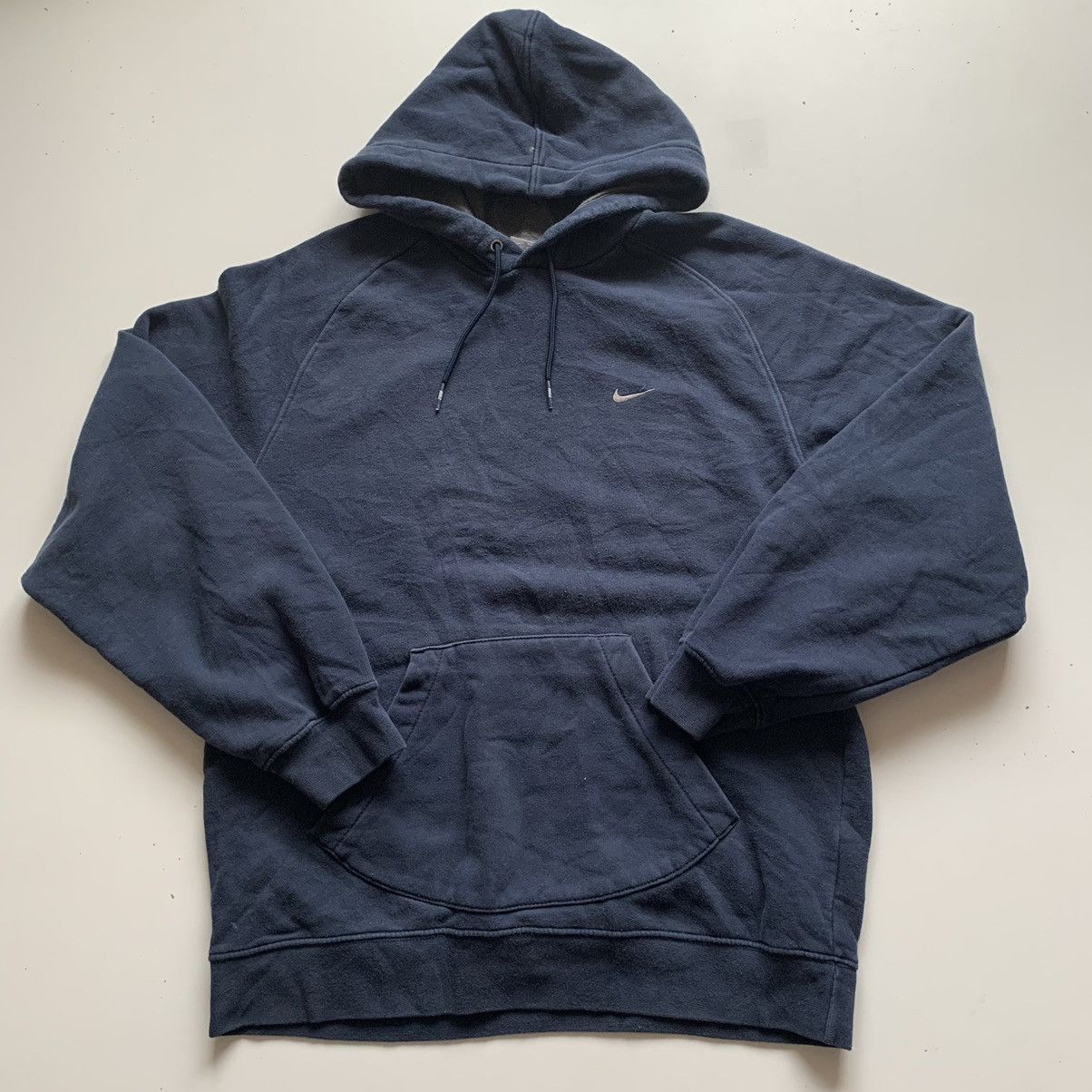image of 90's Nike Embroidered Swoosh Hoodie Navy Large, Men's